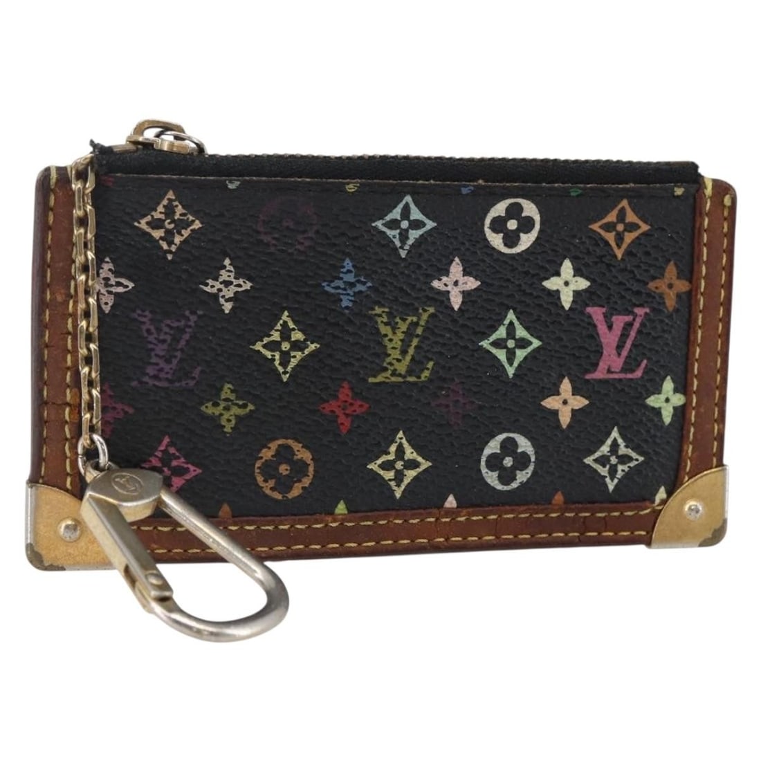 Louis Vuitton Multicolor Pochette Cles Coin Purse Black M13664 Authentic: Louis Vuitton Multicolor Pochette Cles Coin Purse Black M13664 Authentic This Louis Vuitton Multicolor Pochette Cles Coin Purse is a stylish accessory crafted from Monogram Multicolor Canvas in a slee