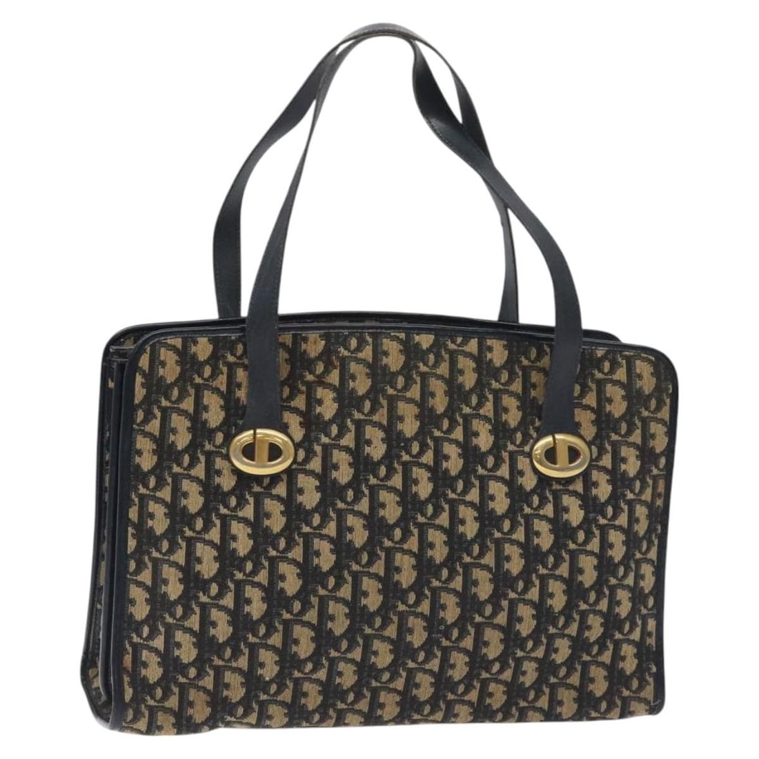 Authentic Christian Dior Trotter Canvas Hand Bag Navy Gold Made in France: Authentic Christian Dior Trotter Canvas Hand Bag Navy Gold Made in France This Christian Dior Trotter Canvas Hand Bag features a stylish navy and gold color combination, perfect for adding a touch of