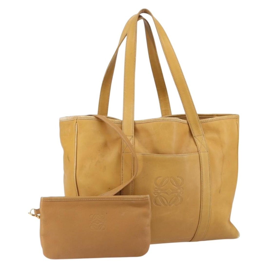 LOEWE Beige Gold Leather Anagram Tote Bag Auth 149645: LOEWE Beige Gold Leather Anagram Tote Bag Auth 149645 This LOEWE Anagram Tote Bag is a stylish accessory crafted from high-quality leather in a sophisticated beige and gold color scheme. Measuring app