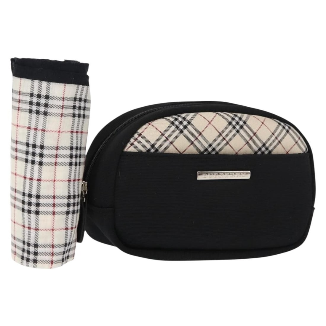Burberry Nova Check Nylon Pouch Set Black Beige Authentic (1 of 18)