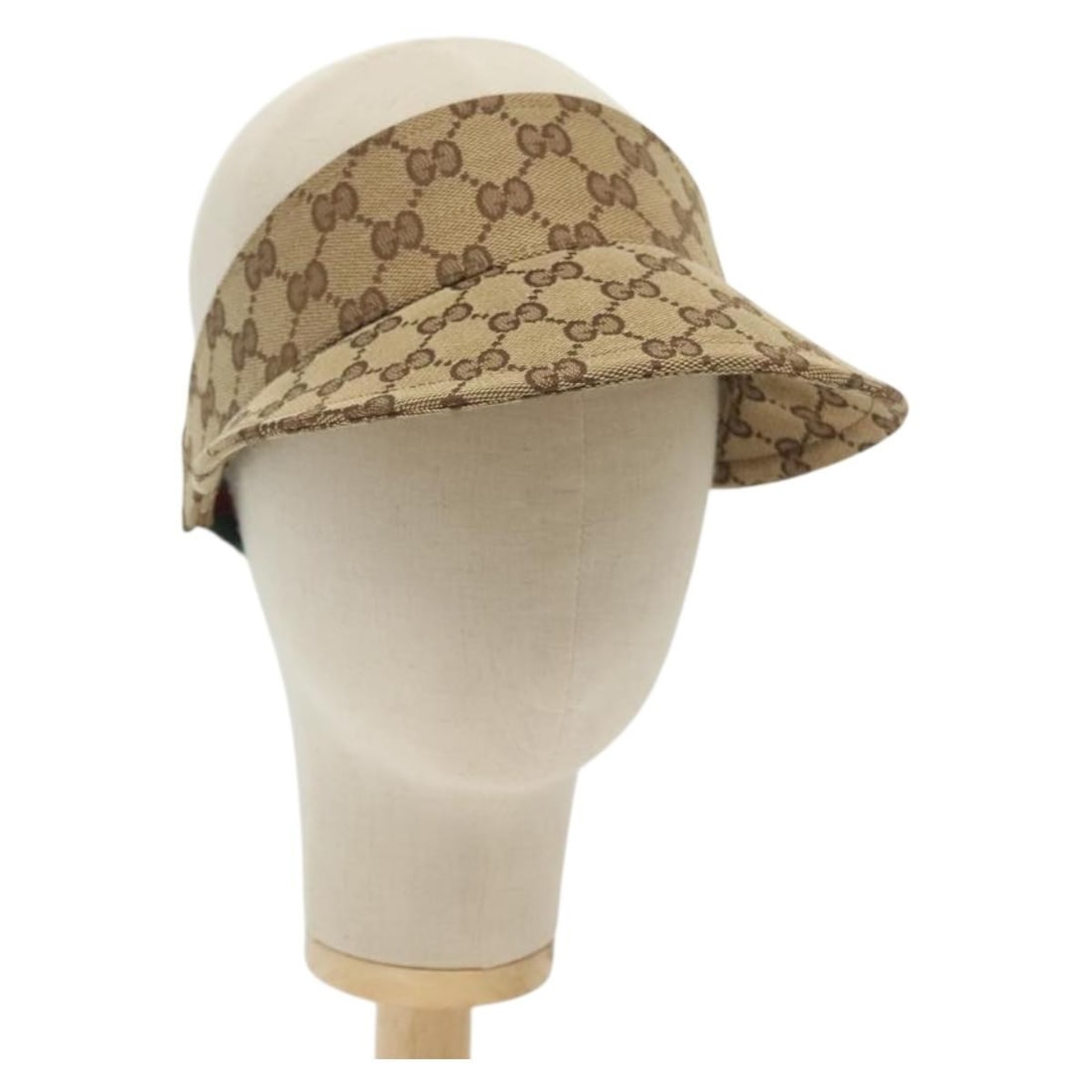 GUCCI GG Canvas Web Sherry Line Sun Visor Beige Red Green Made in Italy: GUCCI GG Canvas Web Sherry Line Sun Visor Beige Red Green Made in Italy Introducing the GUCCI GG Canvas Web Sherry Line Sun Visor, a stylish accessory perfect for sunny days. This visor features a cla