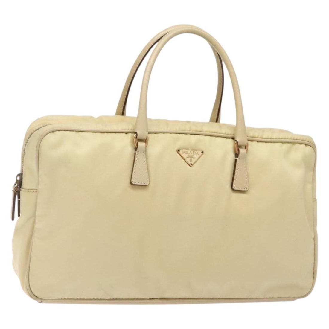 Prada Beige Gold Nylon Hand Bag Auth Italy 141094: Prada Beige Gold Nylon Hand Bag Auth Italy 141094 This Prada hand bag is crafted from durable nylon in a sophisticated beige and gold color scheme. It features a spacious design, measuring approximate