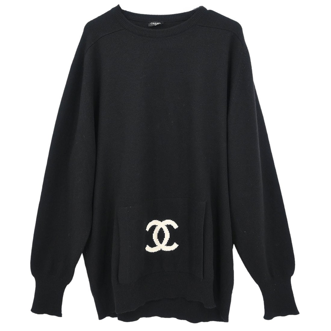 Chanel Black Knit Sweater Long Sleeve Casual Vintage: Chanel Black Knit Sweater Long Sleeve Casual Vintage This vintage Chanel sweater is a stylish addition to your fall and winter wardrobe. It features a classic round neckline and long sleeves, making i