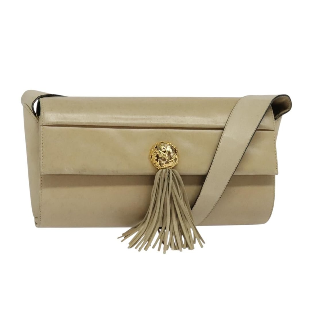 Salvatore Ferragamo Beige Gold Leather Shoulder Bag Italy Auth: Salvatore Ferragamo Beige Gold Leather Shoulder Bag Italy Auth This Salvatore Ferragamo shoulder bag is a sophisticated accessory crafted from high-quality leather in a stunning beige and gold color c