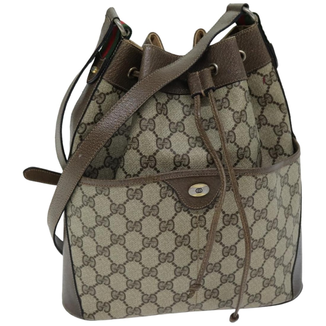 GUCCI Web Sherry Line GG Supreme Beige Red Shoulder Bag 41 02 033 Auth: GUCCI Web Sherry Line GG Supreme Beige Red Shoulder Bag 41 02 033 Auth This GUCCI Web Sherry Line GG Supreme Shoulder Bag boasts a stylish combination of beige and red, expertly crafted in Italy from