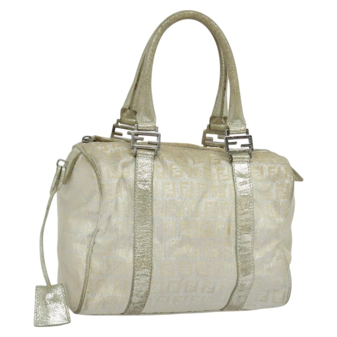 FENDI Silver Zucchino Canvas Hand Bag Auth Italy: FENDI Silver Zucchino Canvas Hand Bag Auth Italy This Fendi Zucchino Canvas Hand Bag combines elegance and functionality, making it a stylish accessory for any occasion. Crafted from durable Zucchino
