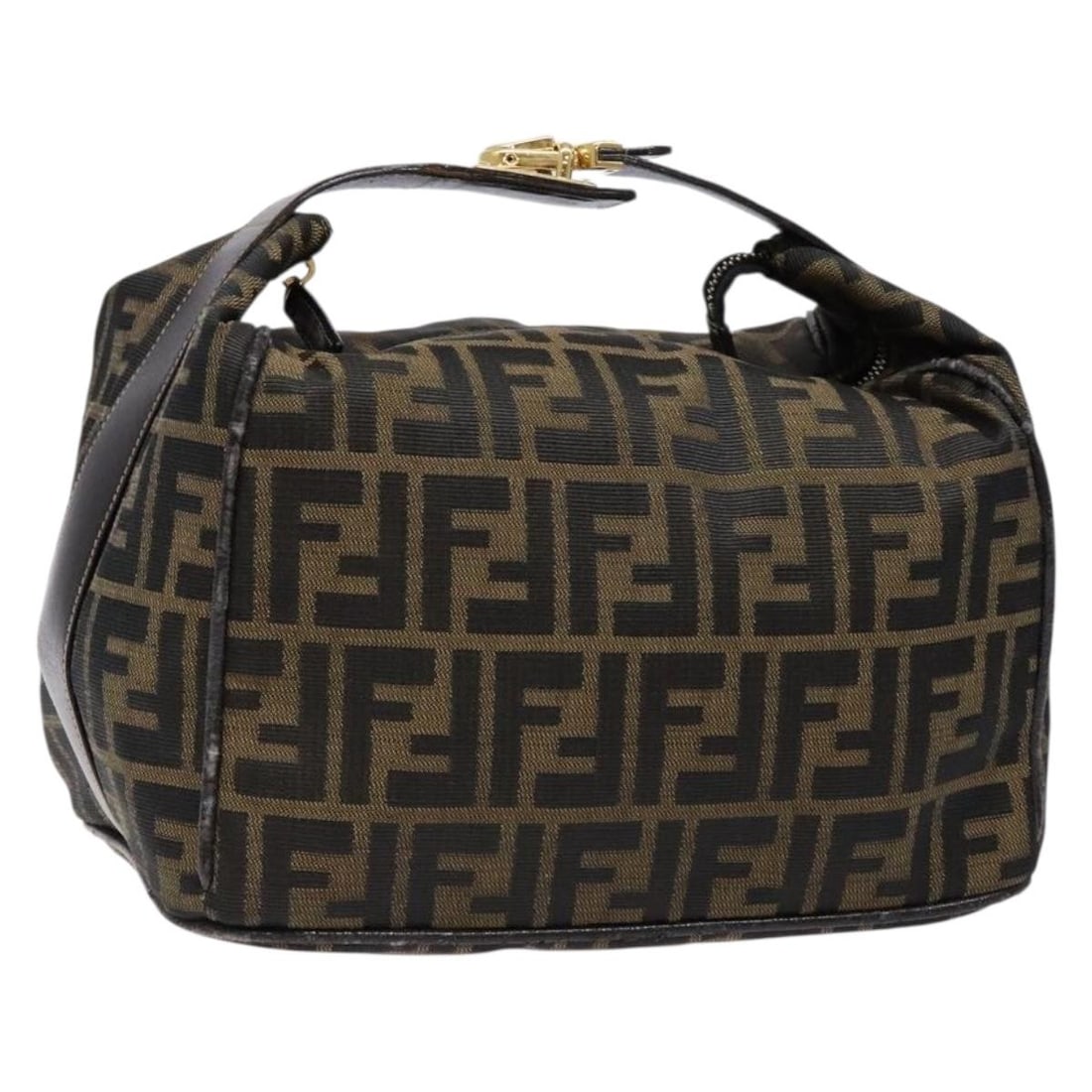FENDI Zucca Canvas Vanity Pouch Black Brown Italy Auth 139093: FENDI Zucca Canvas Vanity Pouch Black Brown Italy Auth 139093 This FENDI Zucca Canvas Vanity Pouch embodies a sophisticated blend of style and practicality. Crafted in Italy, this pouch features the i