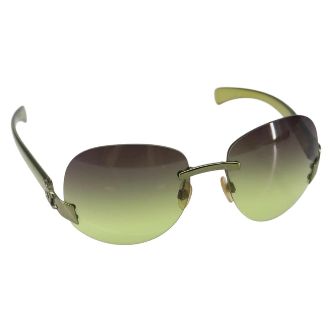CHANEL COCO Mark Green Plastic Sunglasses Made in Italy Authenticated (1 of 12)