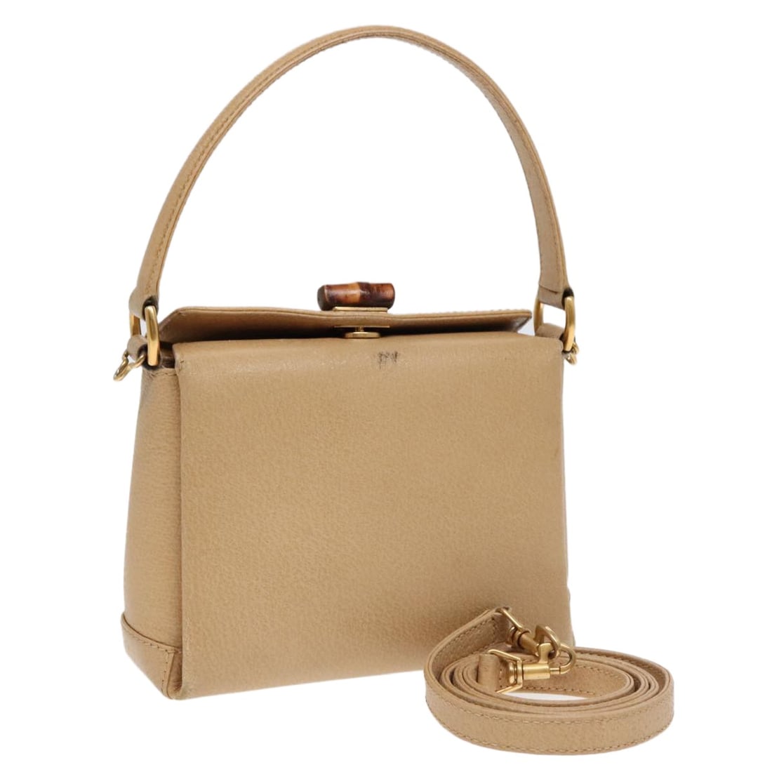 GUCCI Bamboo Hand Bag Leather Beige Gold 000 33 0240 Authentic: GUCCI Bamboo Hand Bag Leather Beige Gold 000 33 0240 Authentic Introducing the exquisite GUCCI Bamboo Hand Bag, crafted from premium leather in a sophisticated beige and gold colorway. This stylish 2-