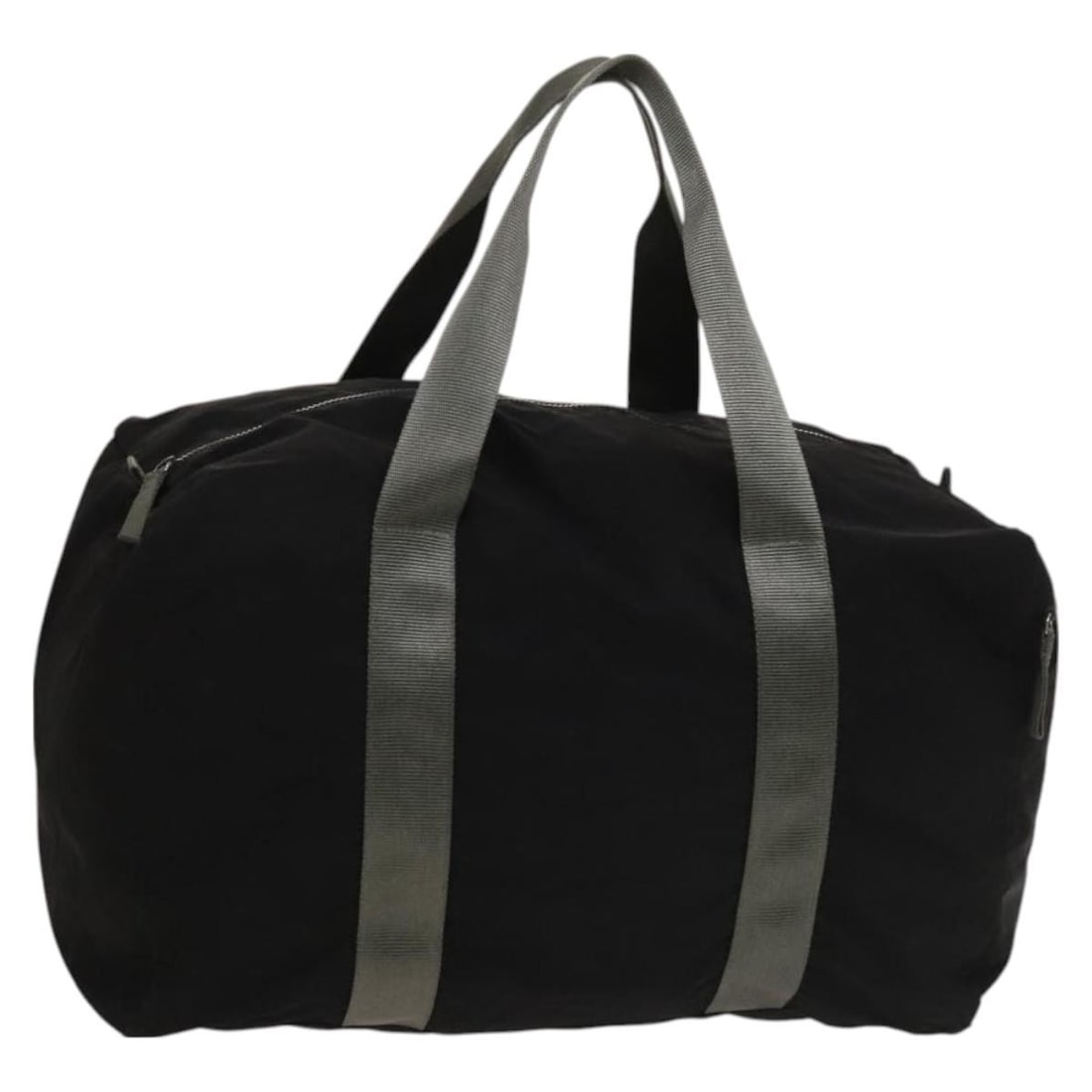 PRADA Black Silver Nylon Boston Bag Auth Italy Style: PRADA Black Silver Nylon Boston Bag Auth Italy Style This PRADA Boston Bag is crafted from durable nylon in a striking black and silver colorway, making it a stylish and functional accessory. Measurin