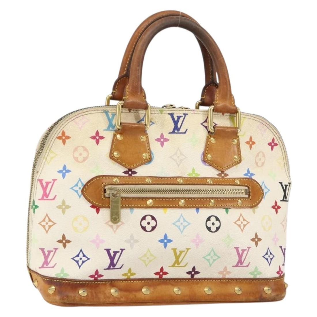 LOUIS VUITTON Multicolor Alma Hand Bag White M92647 LV Auth (1 of 18)