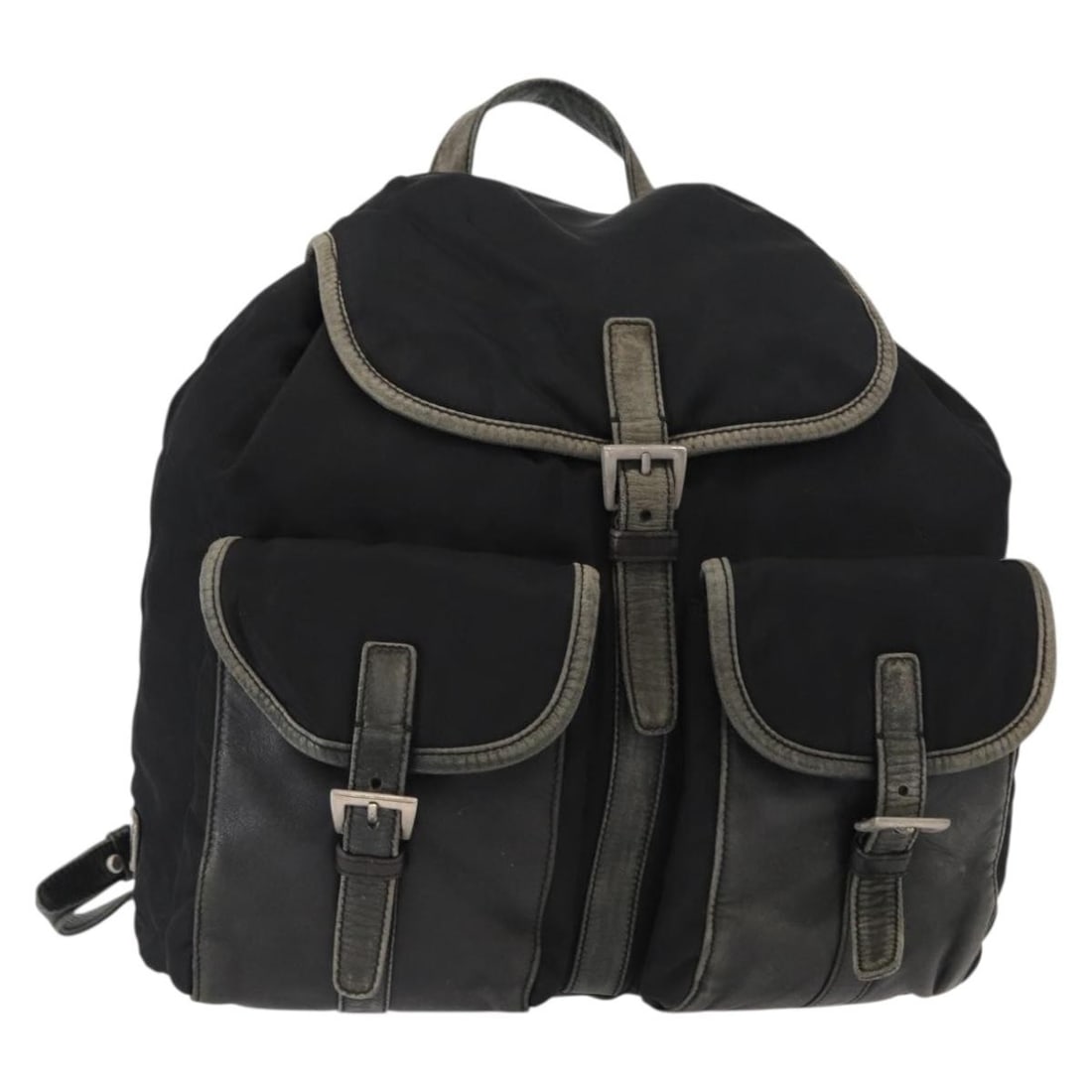 PRADA Nylon Leather Backpack Black Silver Authentic Italy 151999: PRADA Nylon Leather Backpack Black Silver Authentic Italy 151999 This authentic PRADA backpack combines functionality with a sleek design. Crafted in Italy, it features a durable nylon exterior in a s