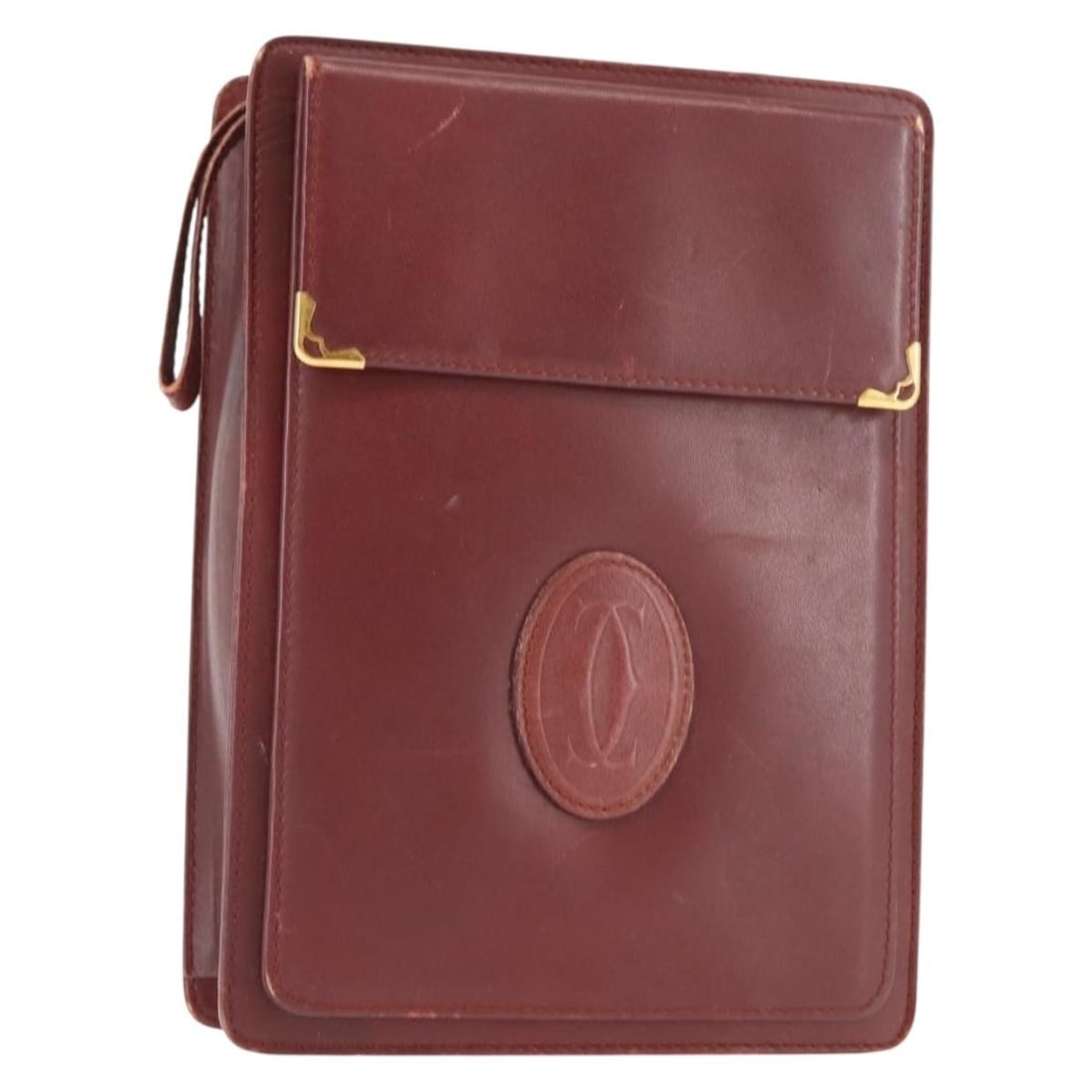 CARTIER Must Line Burgundy Leather Clutch Bag Authentic Spain: CARTIER Must Line Burgundy Leather Clutch Bag Authentic Spain This elegant CARTIER Must Line Clutch Bag is crafted from premium leather in a rich bordeaux hue, making it a stunning accessory for any o