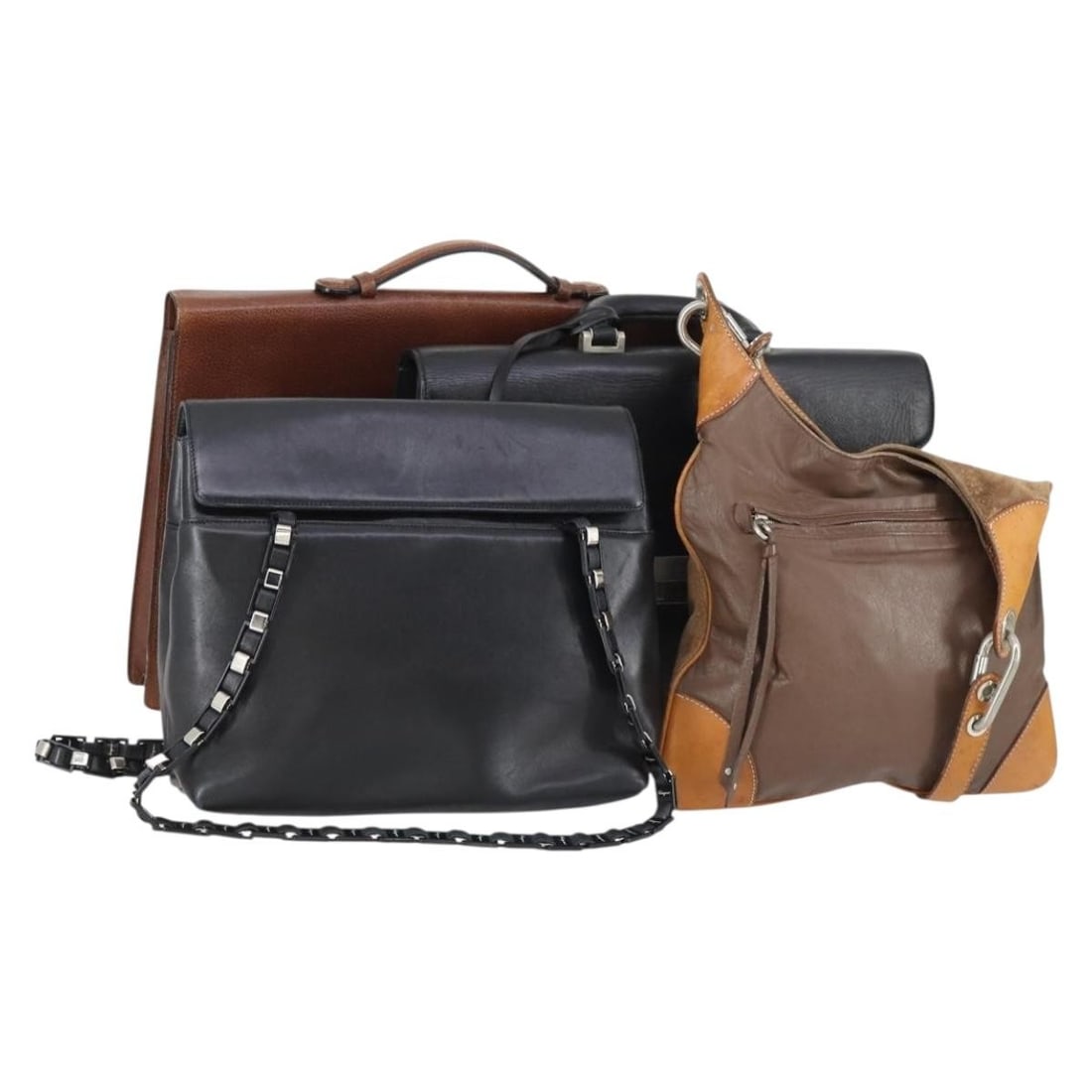 Salvatore Ferragamo Burberry Leather Shoulder Bag Set Black Brown (1 of 18)