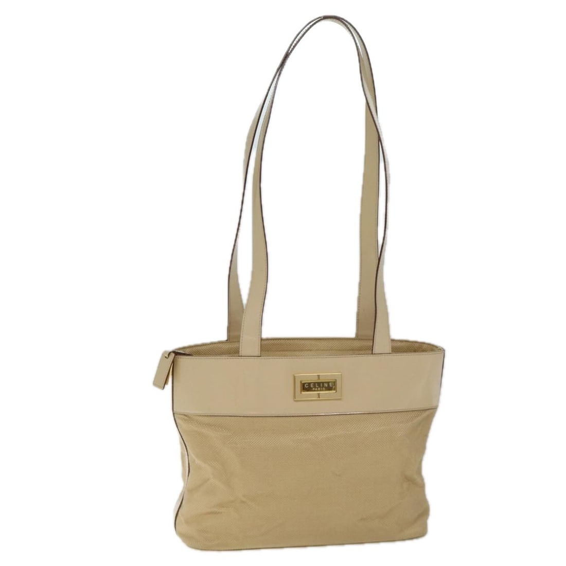 Authentic CELINE Beige Canvas Shoulder Bag Made in Italy: Authentic CELINE Beige Canvas Shoulder Bag Made in Italy This authentic Celine shoulder bag is crafted from durable beige canvas, showcasing a timeless design that combines functionality with elegance