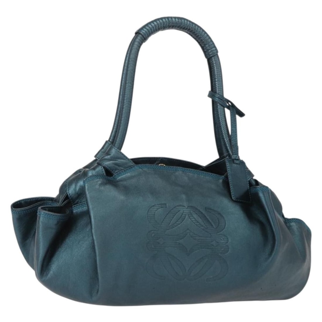 LOEWE Nappa Aire Leather Hand Bag Navy Made in Spain: LOEWE Nappa Aire Leather Hand Bag Navy Made in Spain Introducing the LOEWE Nappa Aire Hand Bag, a striking accessory crafted in Spain from premium leather. This elegant hand bag features a sophisticat