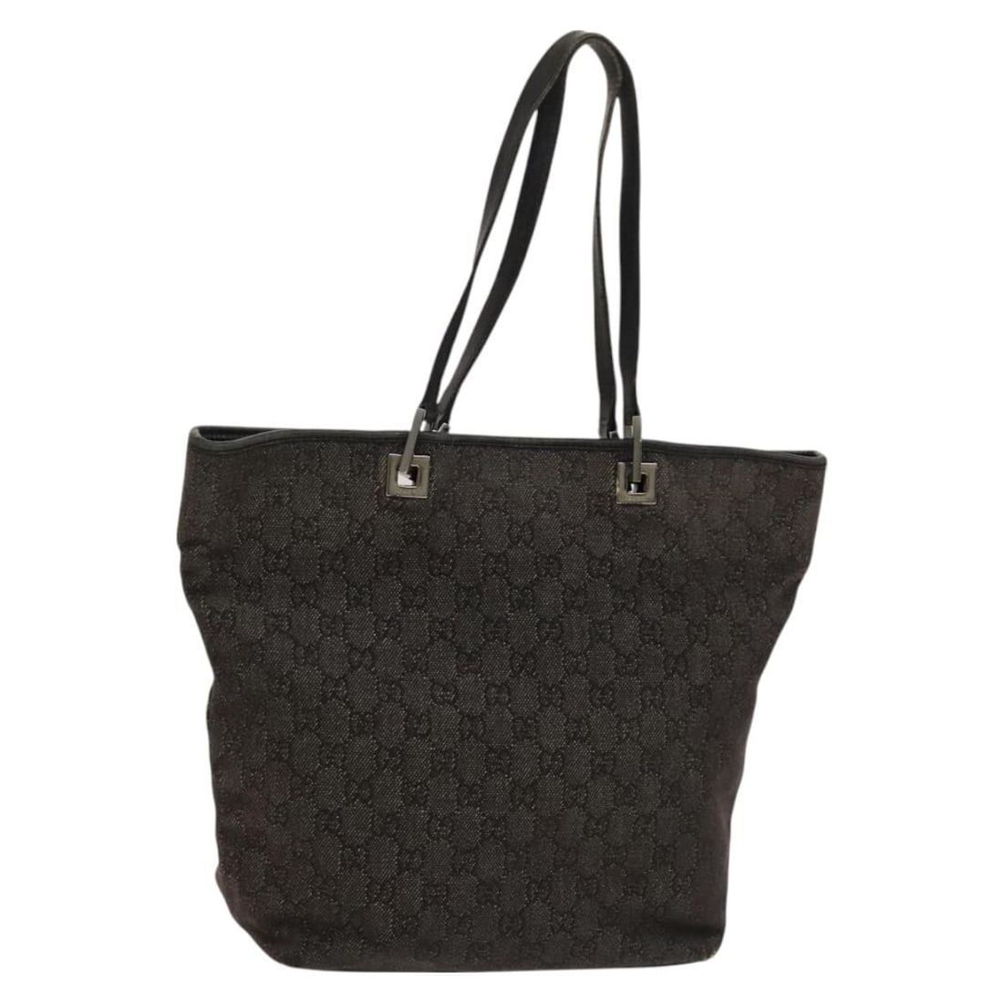 Authentic GUCCI GG Canvas Tote Bag Black Silver 001 1098 Italy: Authentic GUCCI GG Canvas Tote Bag Black Silver 001 1098 Italy Elevate your accessory collection with this authentic GUCCI GG Canvas Tote Bag. Crafted from durable GG Canvas, this stylish tote feature