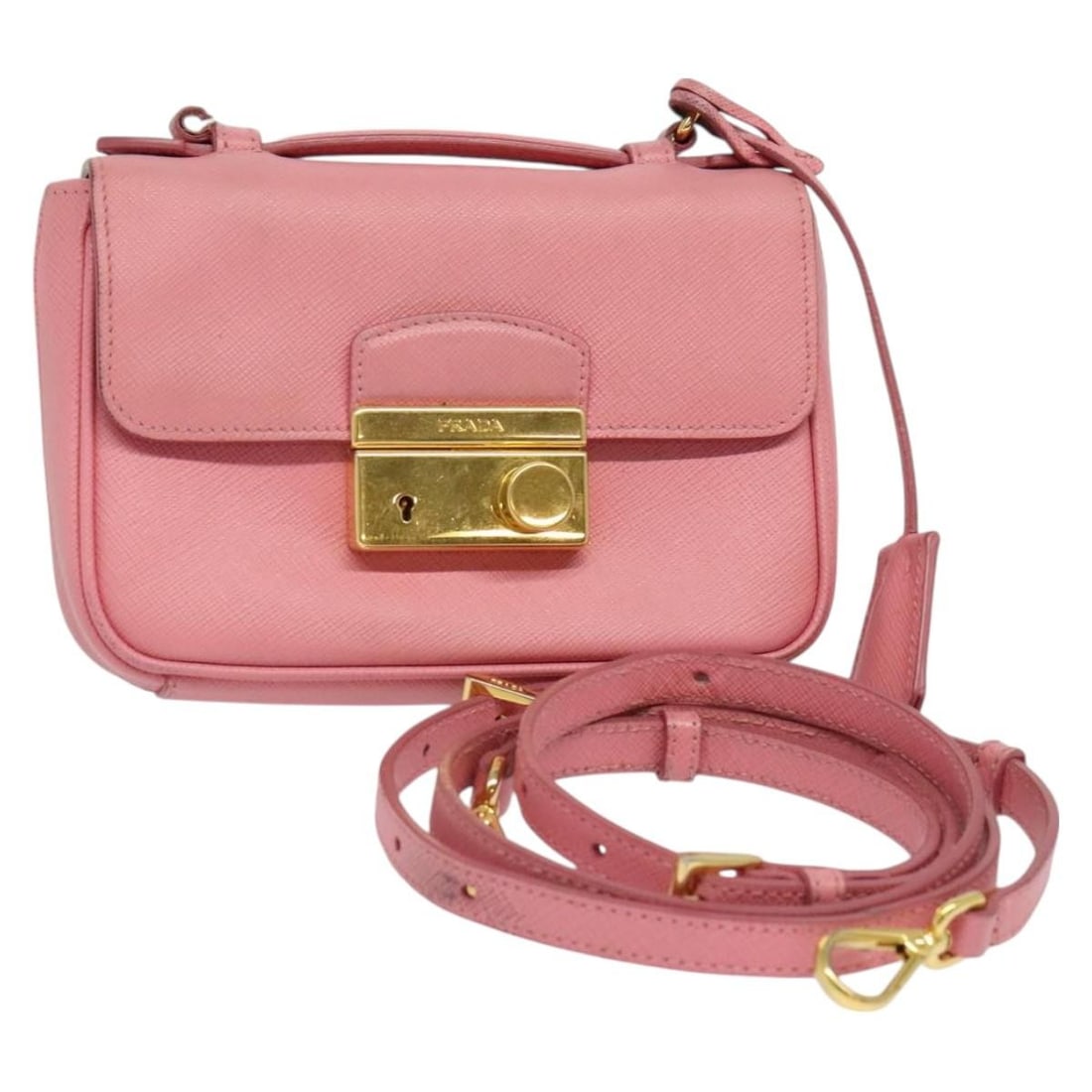 PRADA Pink Safiano Leather 2-Way Hand Bag Authentic Made in Italy: PRADA Pink Safiano Leather 2-Way Hand Bag Authentic Made in Italy Elevate your style with this authentic PRADA Hand Bag, crafted from luxurious Saffiano leather in a charming pink hue. This versatile