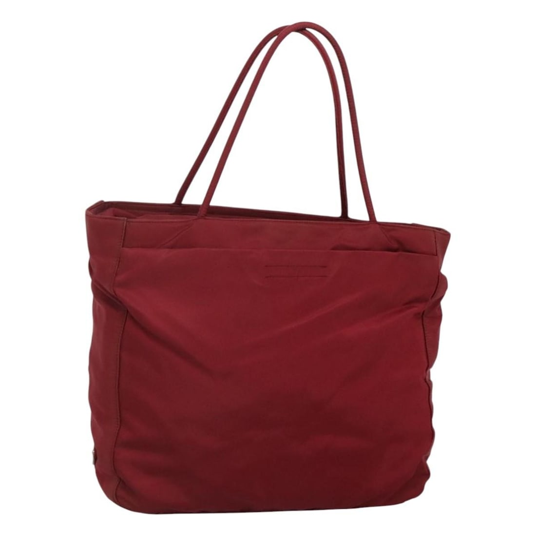 Authentic PRADA Red Nylon Tote Bag Made in Italy: Authentic PRADA Red Nylon Tote Bag Made in Italy This authentic PRADA tote bag is crafted from durable nylon in a vibrant red color. Measuring approximately 9.8 inches in height and length, and 3.5 in