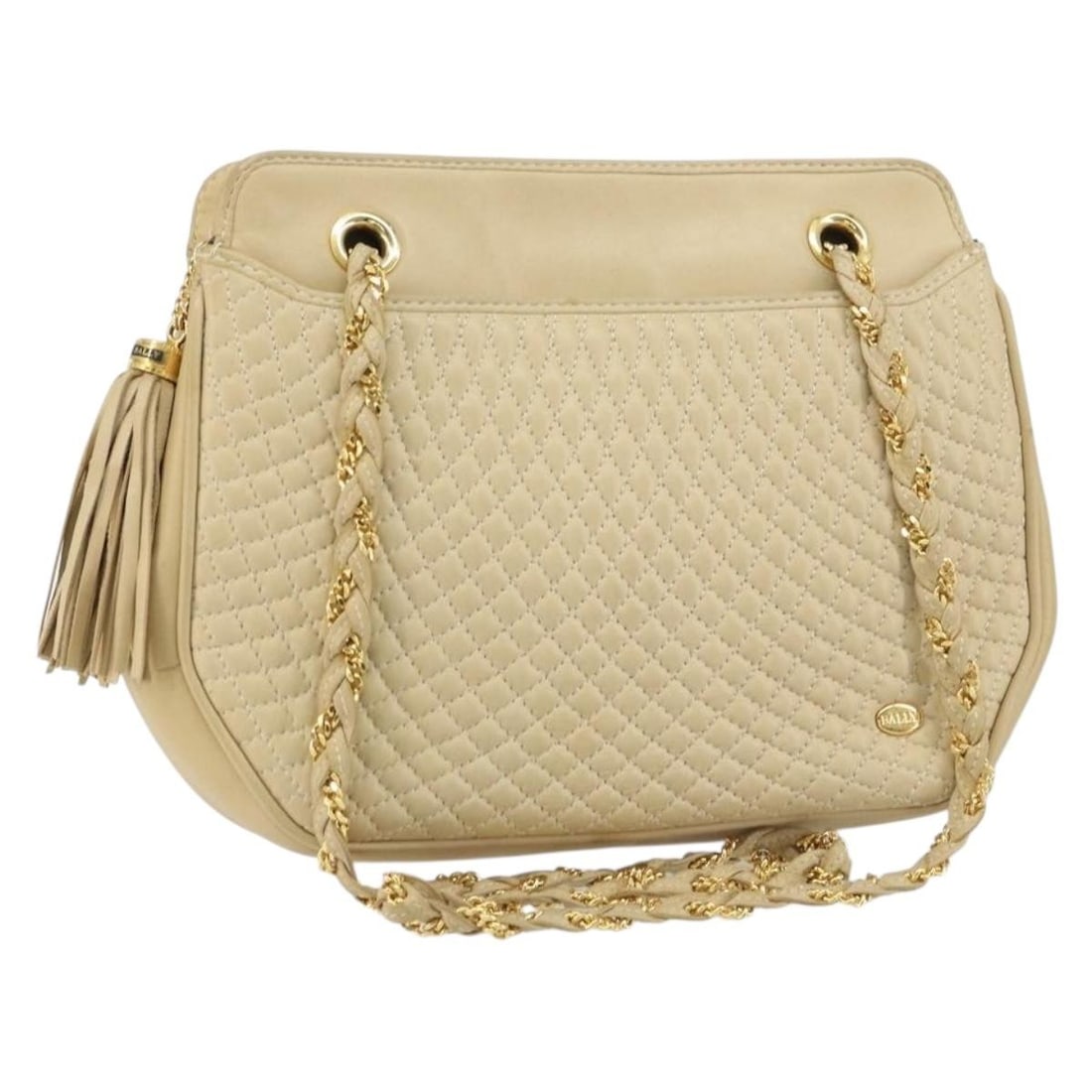 BALLY Beige Gold Leather Shoulder Bag Italy Auth bs31350: BALLY Beige Gold Leather Shoulder Bag Italy Auth bs31350 This authentic BALLY shoulder bag showcases a stylish blend of beige and gold leather, perfect for adding a touch of elegance to your outfit. C