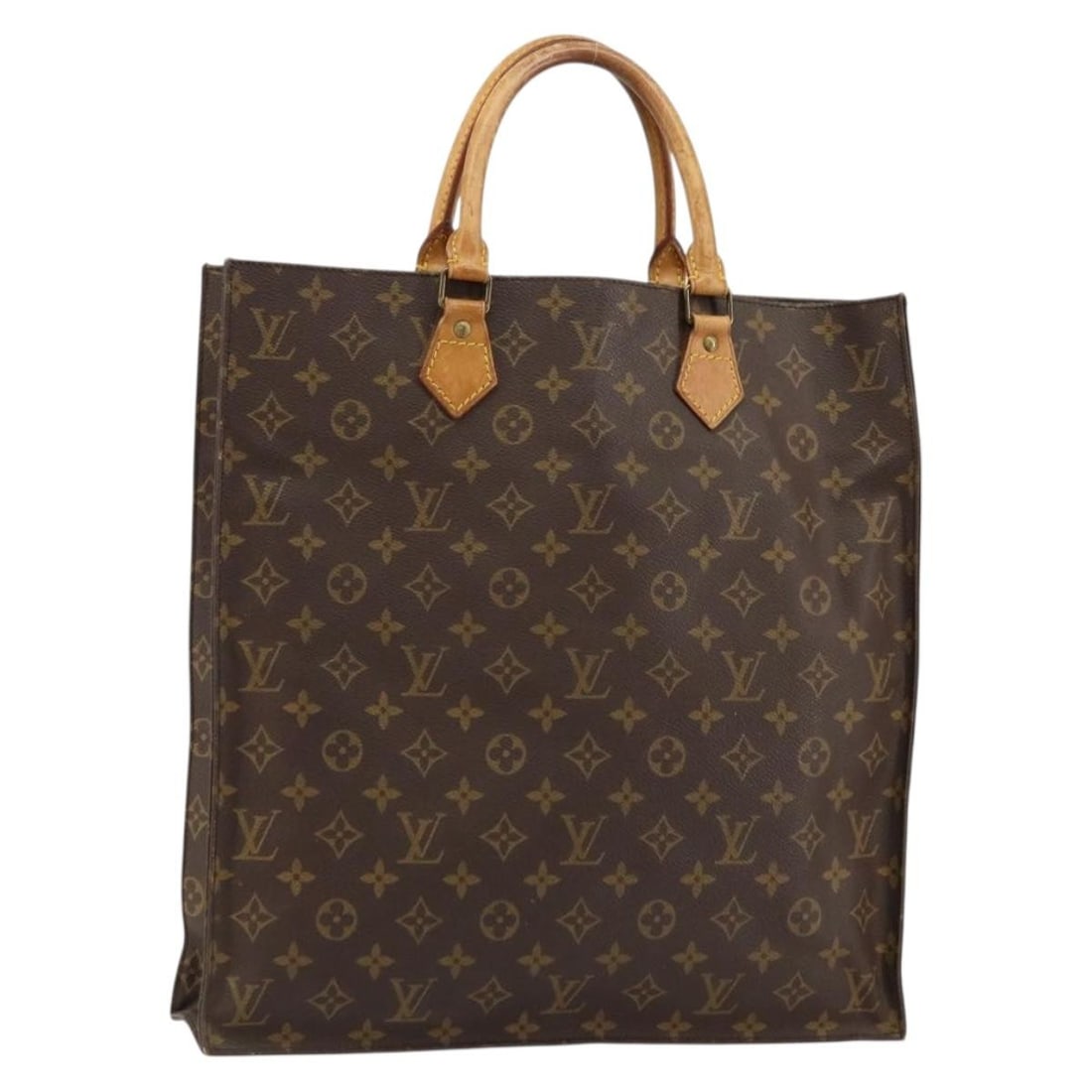 LOUIS VUITTON Monogram Sac Plat Hand Bag M51140 Auth MI8910: LOUIS VUITTON Monogram Sac Plat Hand Bag M51140 Auth MI8910 This authentic LOUIS VUITTON Monogram Sac Plat Hand Bag (Model: M51140) showcases the iconic monogram canvas exterior, embodying luxury and
