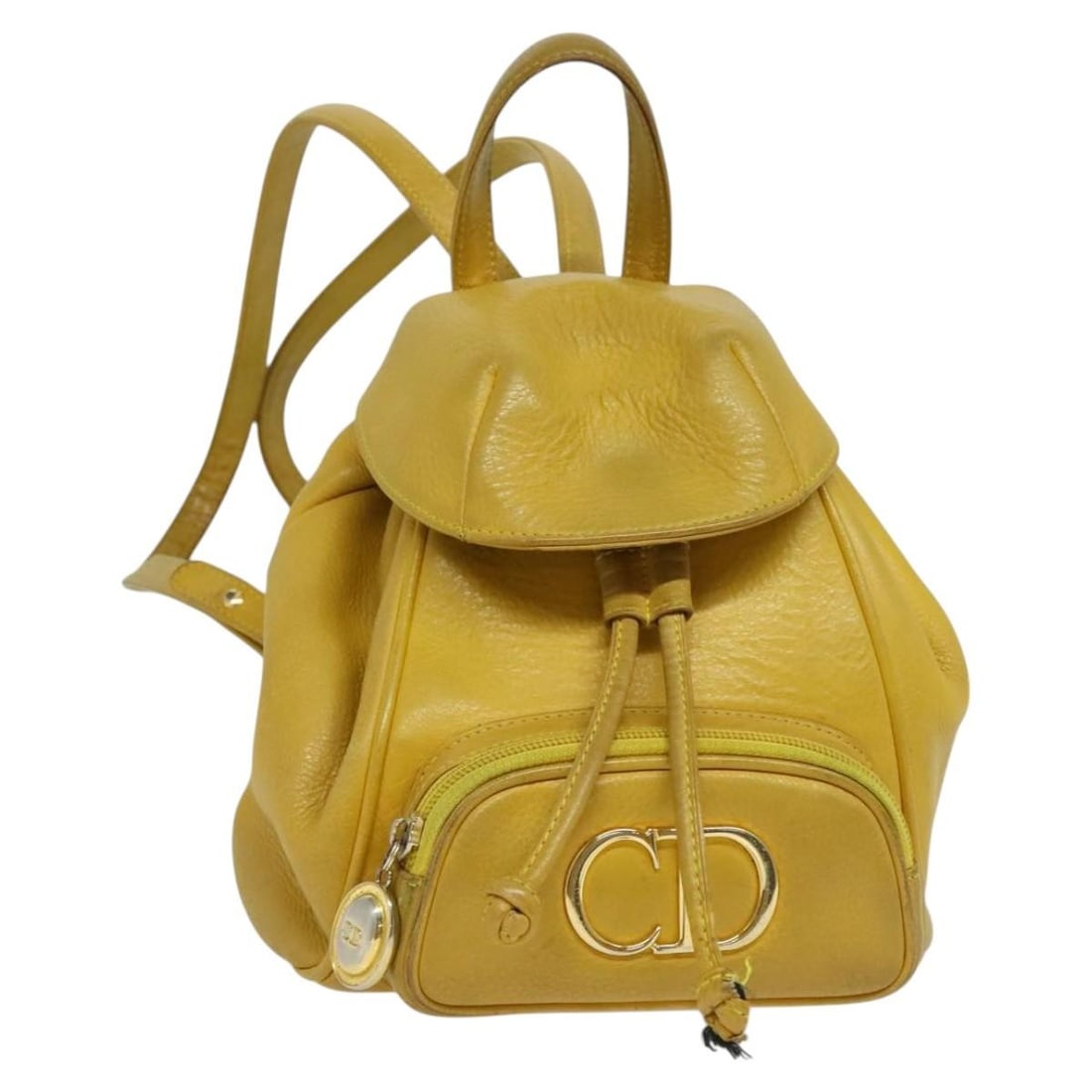 Christian Dior Leather Backpack Gold Yellow Auth BA2068 Spain: Christian Dior Leather Backpack Gold Yellow Auth BA2068 Spain This authentic Christian Dior Backpack combines luxurious leather with a striking gold and yellow exterior. Ideal for daily use, this styl