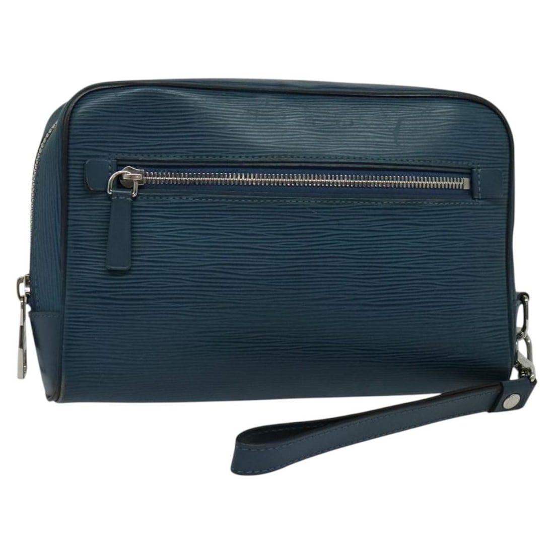 LOUIS VUITTON Cyan Epi Neo-Osh Clutch Bag Made in France: LOUIS VUITTON Cyan Epi Neo-Osh Clutch Bag Made in France Introducing the LOUIS VUITTON Epi Neo-Osh Clutch Bag in a vibrant cyan hue. Crafted from durable Epi leather, this stylish clutch is made in Fr