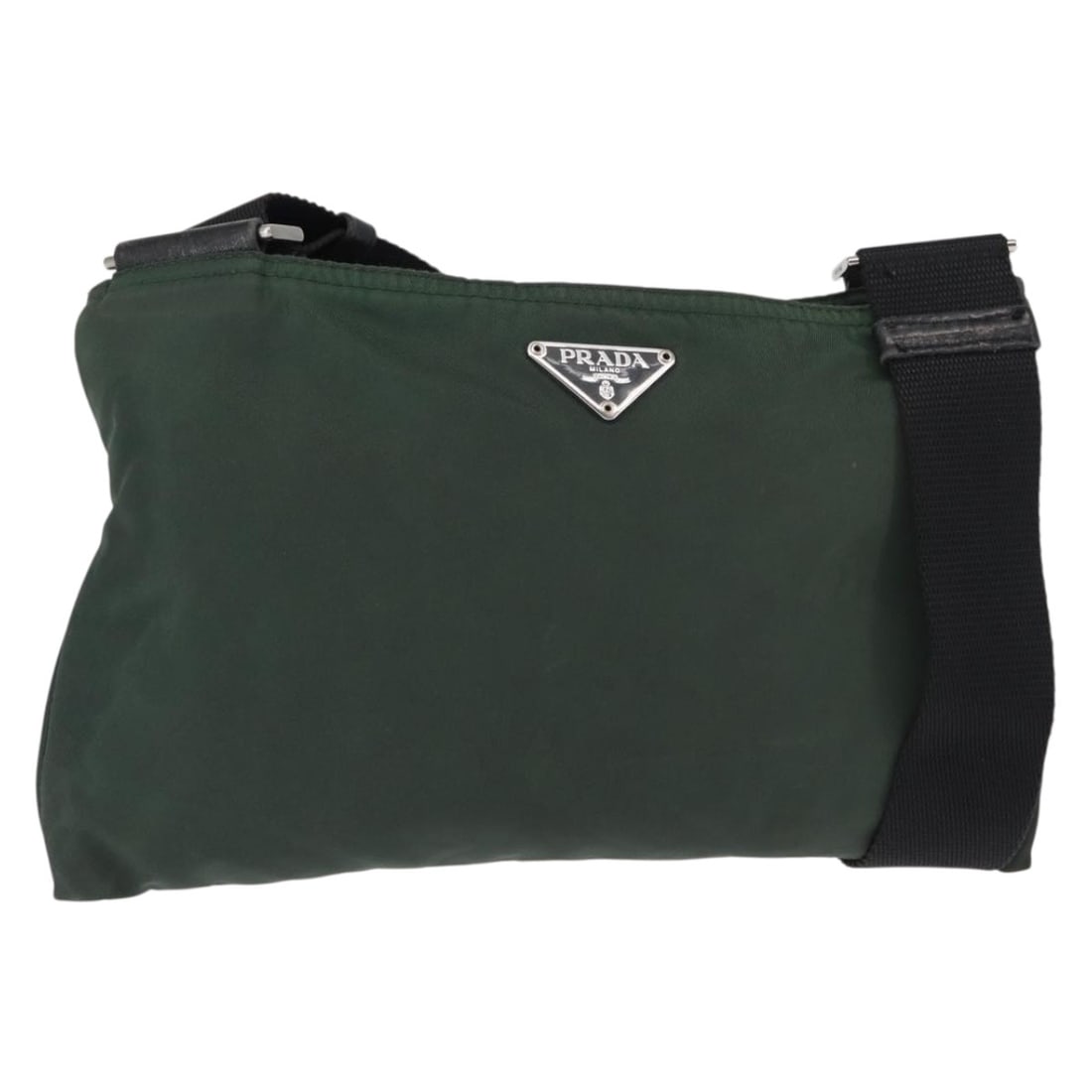 PRADA Khaki Nylon Shoulder Bag Authentic Italy 143344: PRADA Khaki Nylon Shoulder Bag Authentic Italy 143344 This authentic PRADA shoulder bag is a stylish accessory crafted from durable nylon in a chic khaki color. Made in Italy, it features a compact de