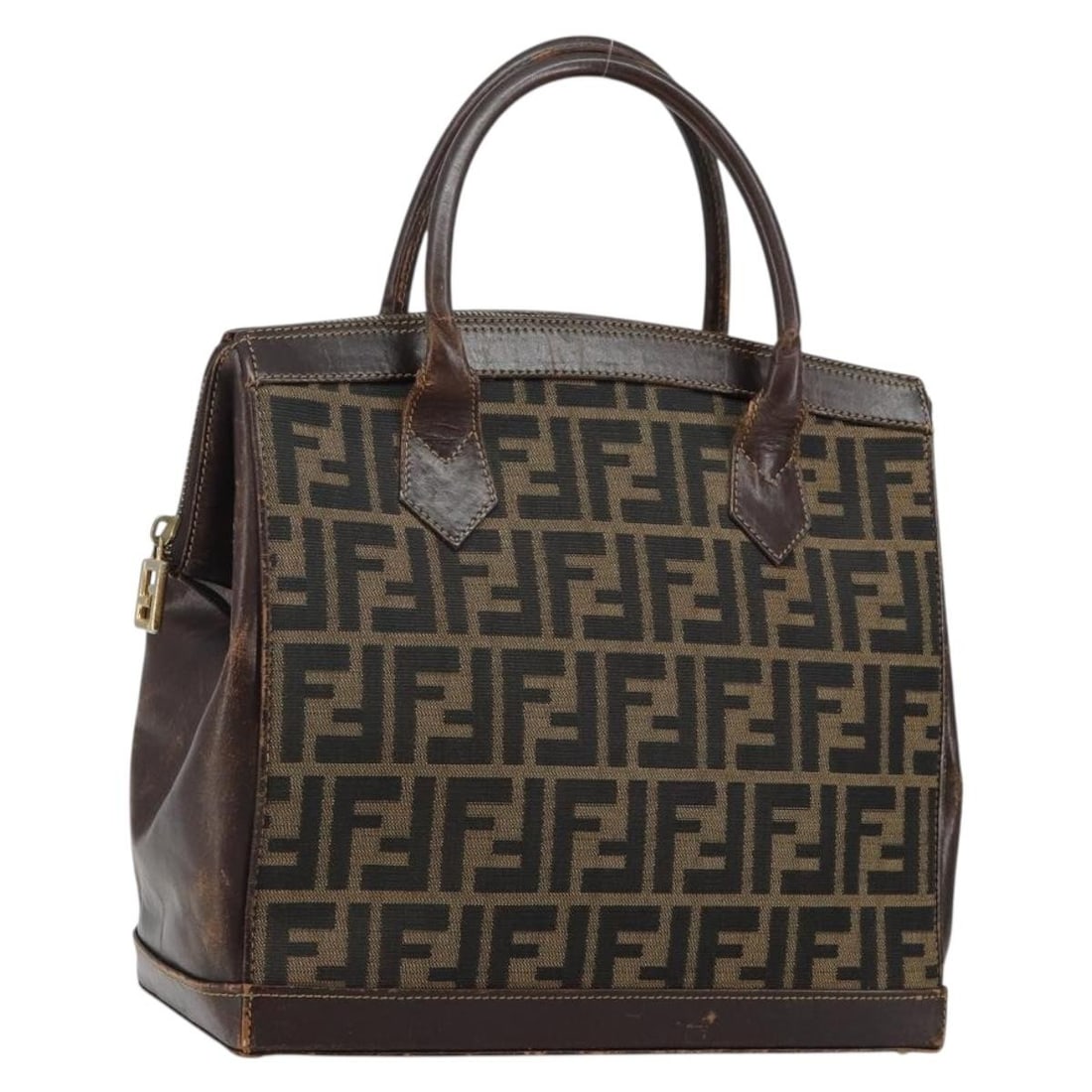 Fendi Zucca Canvas Hand Bag Black Brown Made in Italy: Fendi Zucca Canvas Hand Bag Black Brown Made in Italy This authentic Fendi Zucca Canvas Hand Bag showcases a stylish blend of black and brown hues, making it a chic accessory for any outfit. Crafted i