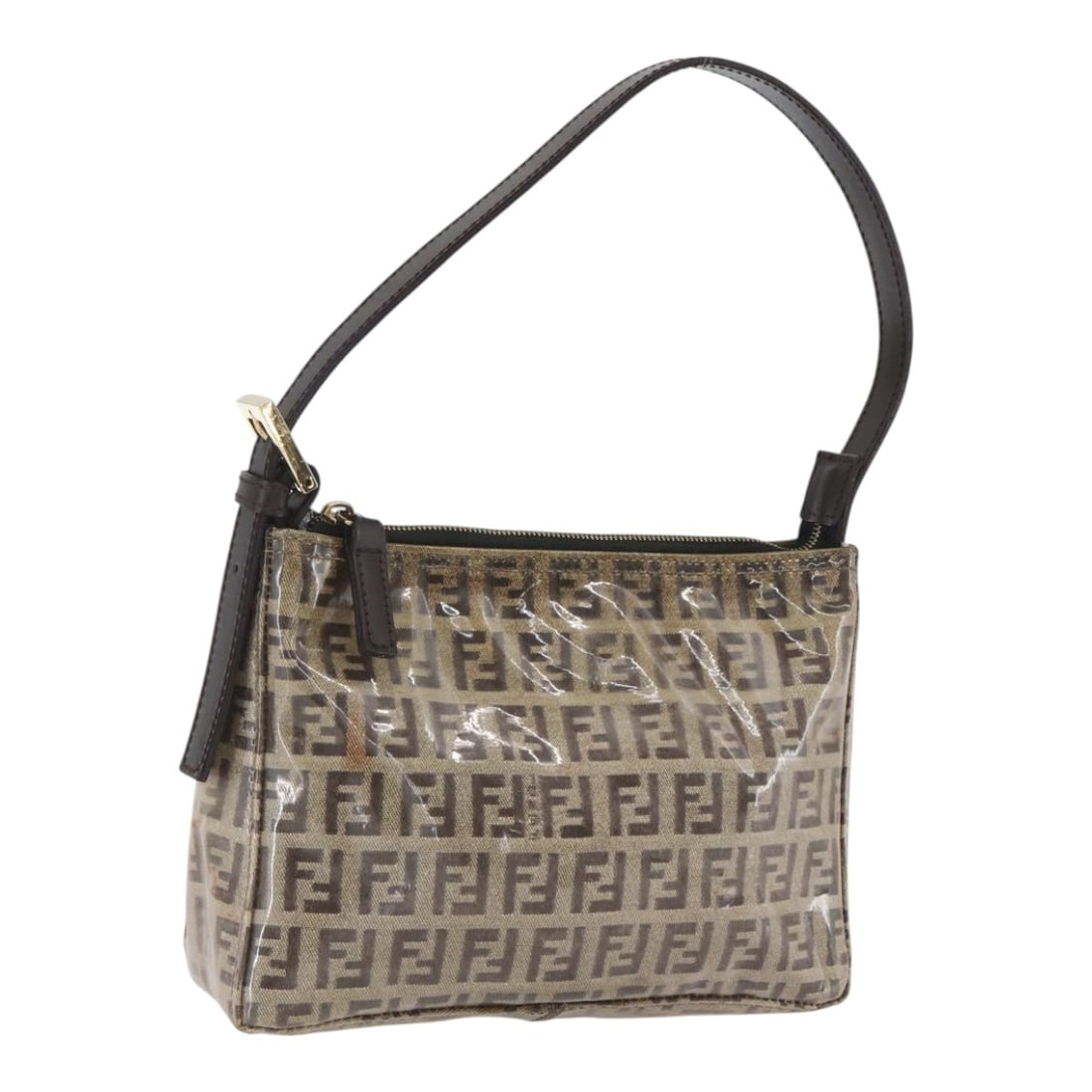 FENDI Zucchino Canvas Pouch Beige Gold Authentic 156480: FENDI Zucchino Canvas Pouch Beige Gold Authentic 156480 This FENDI Zucchino Canvas Pouch is a stylish accessory that showcases the brand's iconic design. Crafted from enamel with a beige and gold exte