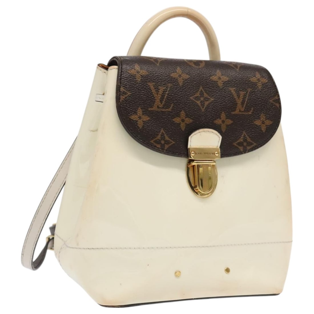 LOUIS VUITTON Monogram Vernis Hot Spring Snow Backpack M53548 White Auth: LOUIS VUITTON Monogram Vernis Hot Spring Snow Backpack M53548 White Auth This authentic LOUIS VUITTON Monogram Vernis Hot Spring Snow Backpack in White showcases a stylish blend of luxury and