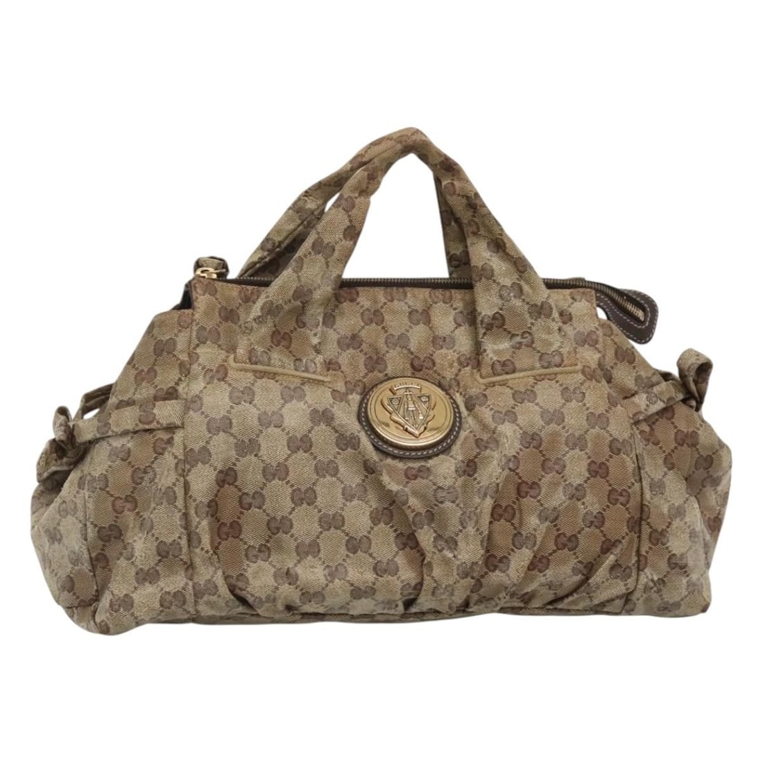 GUCCI GG Crystal Hand Bag Coated Canvas Beige Gold 197020 Authentic: GUCCI GG Crystal Hand Bag Coated Canvas Beige Gold 197020 Authentic This authentic GUCCI GG Crystal Hand Bag is crafted from high-quality coated canvas, featuring a stylish beige and gold color