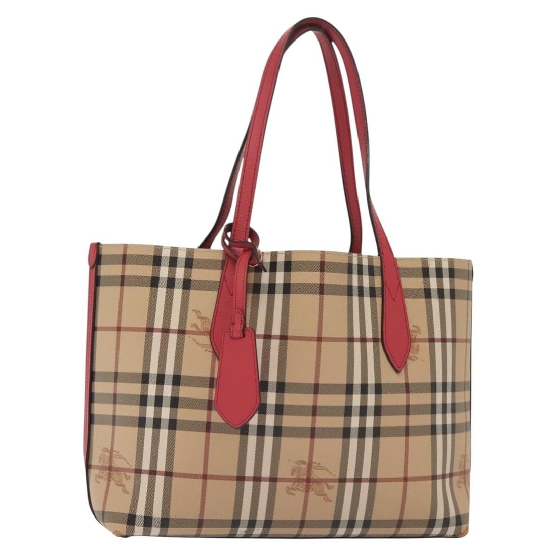 BURBERRY Nova Check Tote Bag PVC Beige Pink Gold Made in Italy (1 of 18)