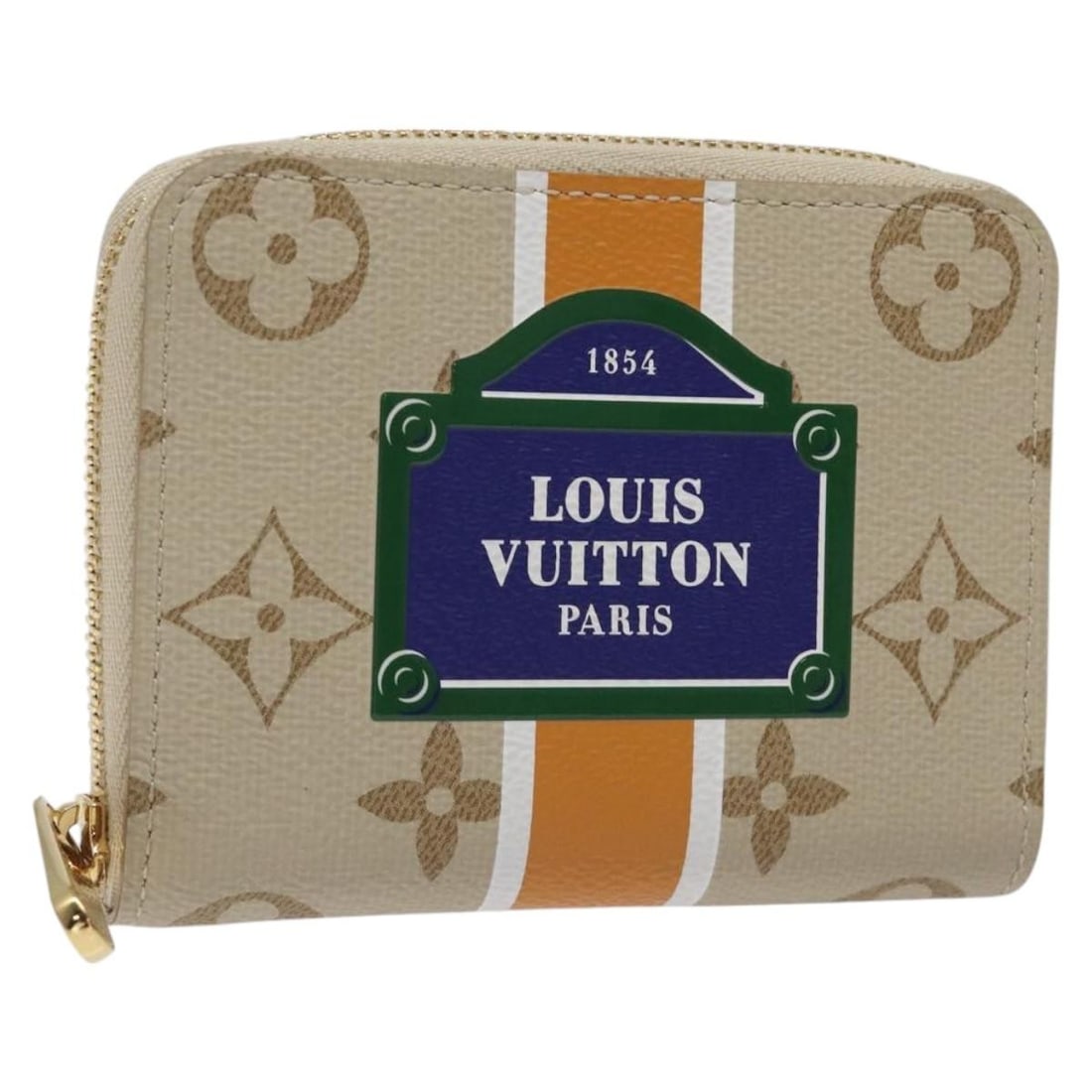LOUIS VUITTON Monogram Monopanam Zippy Coin Purse Beige M82691 Auth (1 of 18)