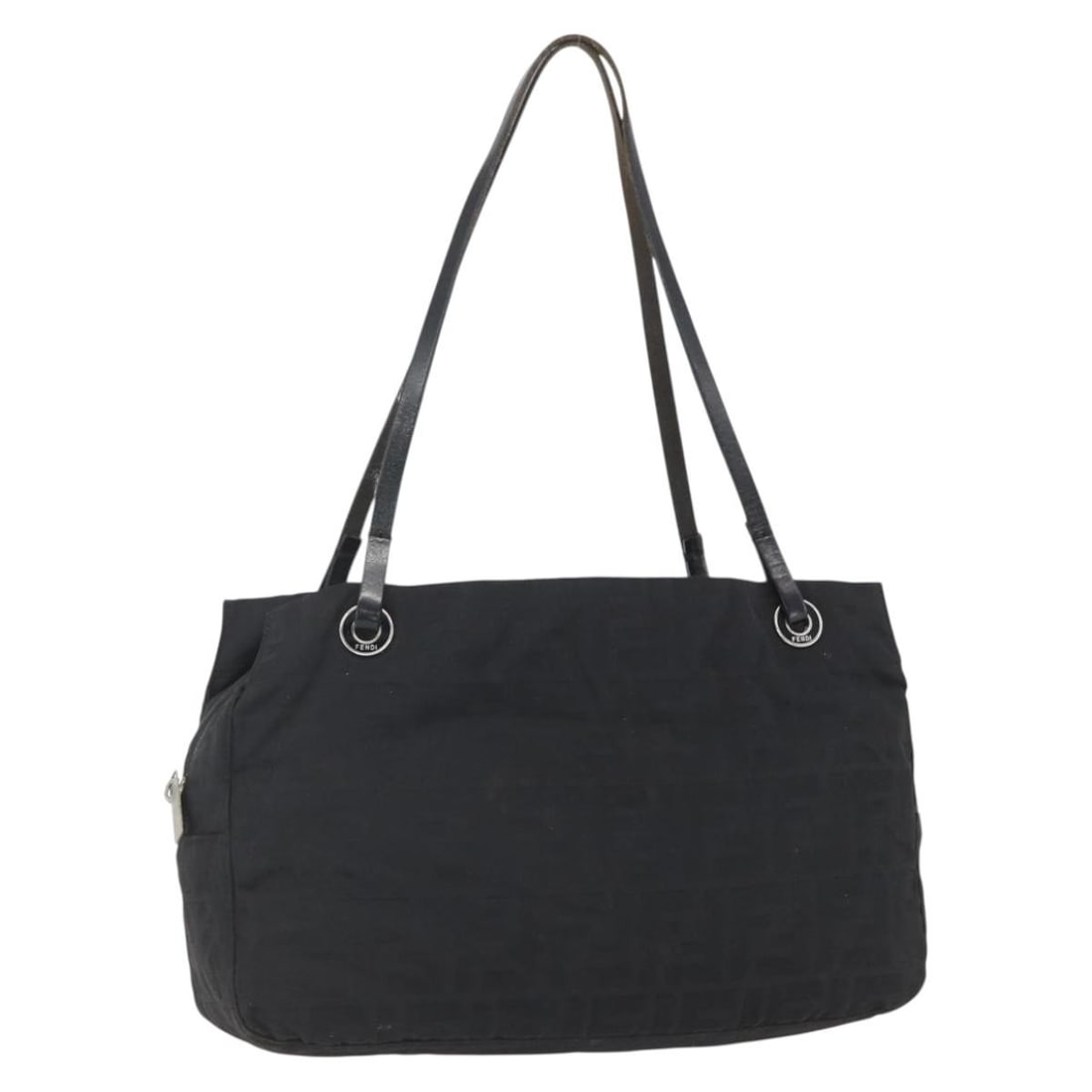 FENDI Black Zucca Canvas Tote Bag Italy Auth TI3550: FENDI Black Zucca Canvas Tote Bag Italy Auth TI3550 This authentic FENDI Zucca Canvas Tote Bag features a classic black exterior, crafted from durable Zucca canvas. With dimensions of approximately 11