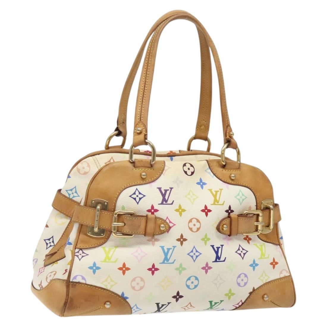 LOUIS VUITTON Monogram Multicolor Claudia Hand Bag White M40193 Made in France (1 of 18)