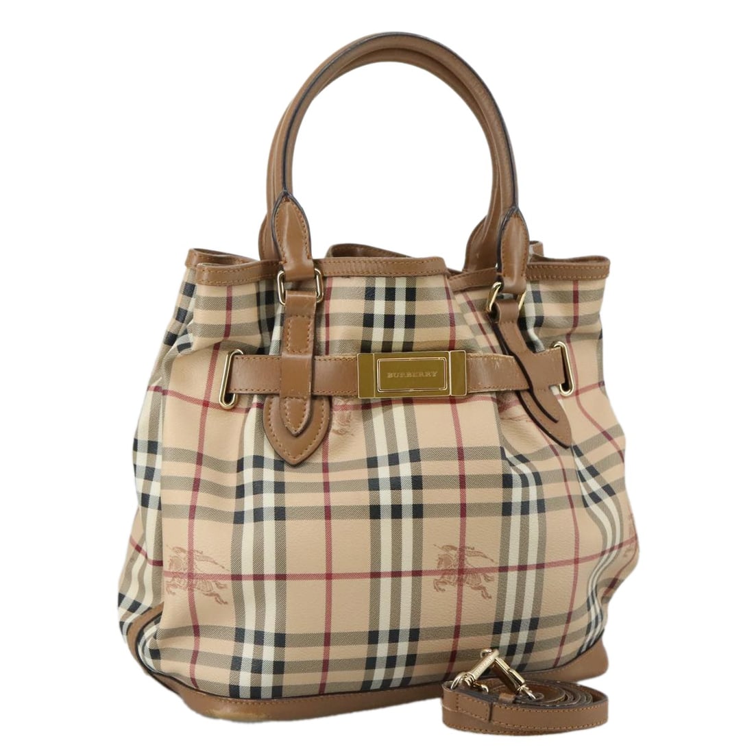 BURBERRY Nova Check Beige PVC Leather Tote Bag Authentic (1 of 18)