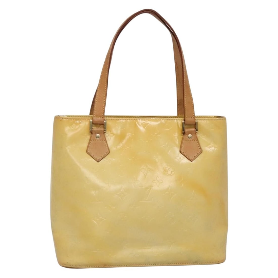 LOUIS VUITTON Vernis Houston Hand Bag Gris M91053 Patent Leather: LOUIS VUITTON Vernis Houston Hand Bag Gris M91053 Patent Leather This elegant LOUIS VUITTON Monogram Vernis Houston Hand Bag in a sophisticated Gris color is crafted from high-quality patent leather,