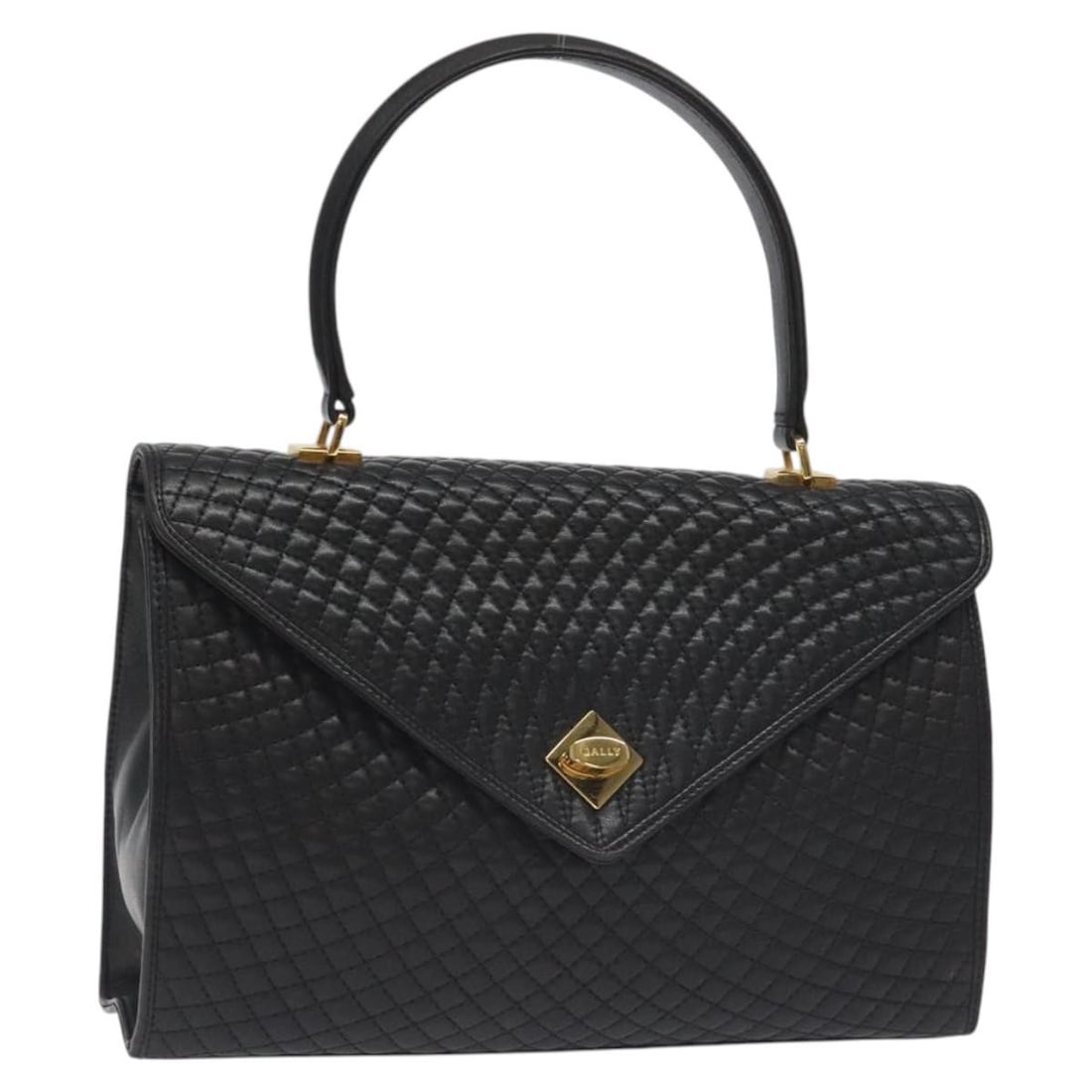 BALLY Leather Hand Bag Black Gold Made in Italy (1 of 18)