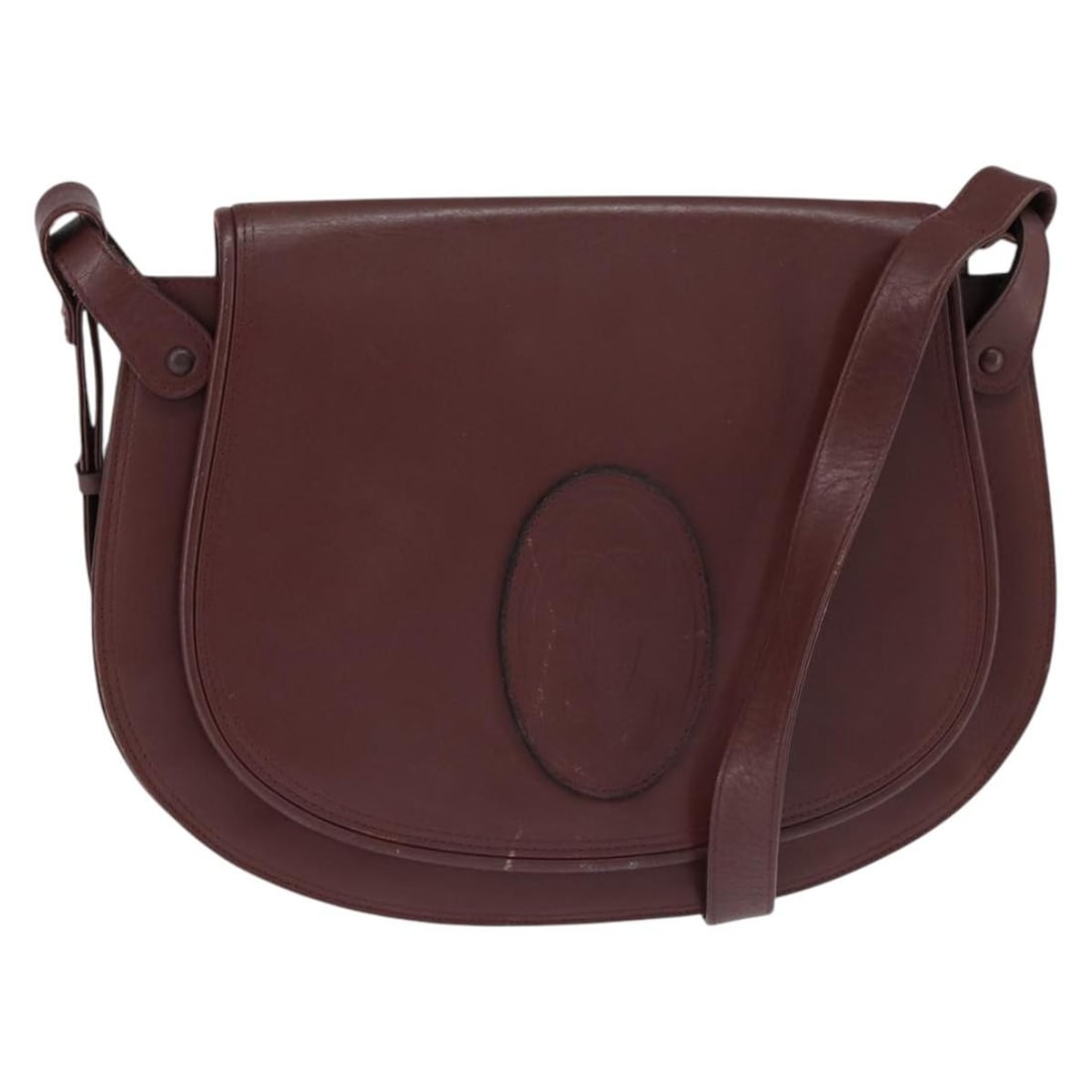 CARTIER Must Line Bordeaux Leather Shoulder Bag Gold Accents (1 of 18)