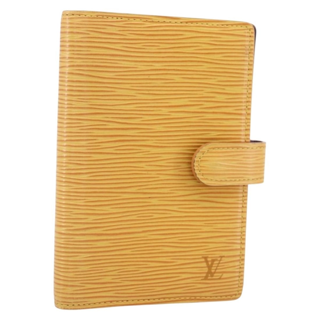 LOUIS VUITTON Epi Leather Yellow Day Planner Cover R20059: LOUIS VUITTON Epi Leather Yellow Day Planner Cover R20059 Elevate your organization with this authentic Louis Vuitton Epi Agenda PM Day Planner Cover in a vibrant yellow hue. Crafted from high-quality