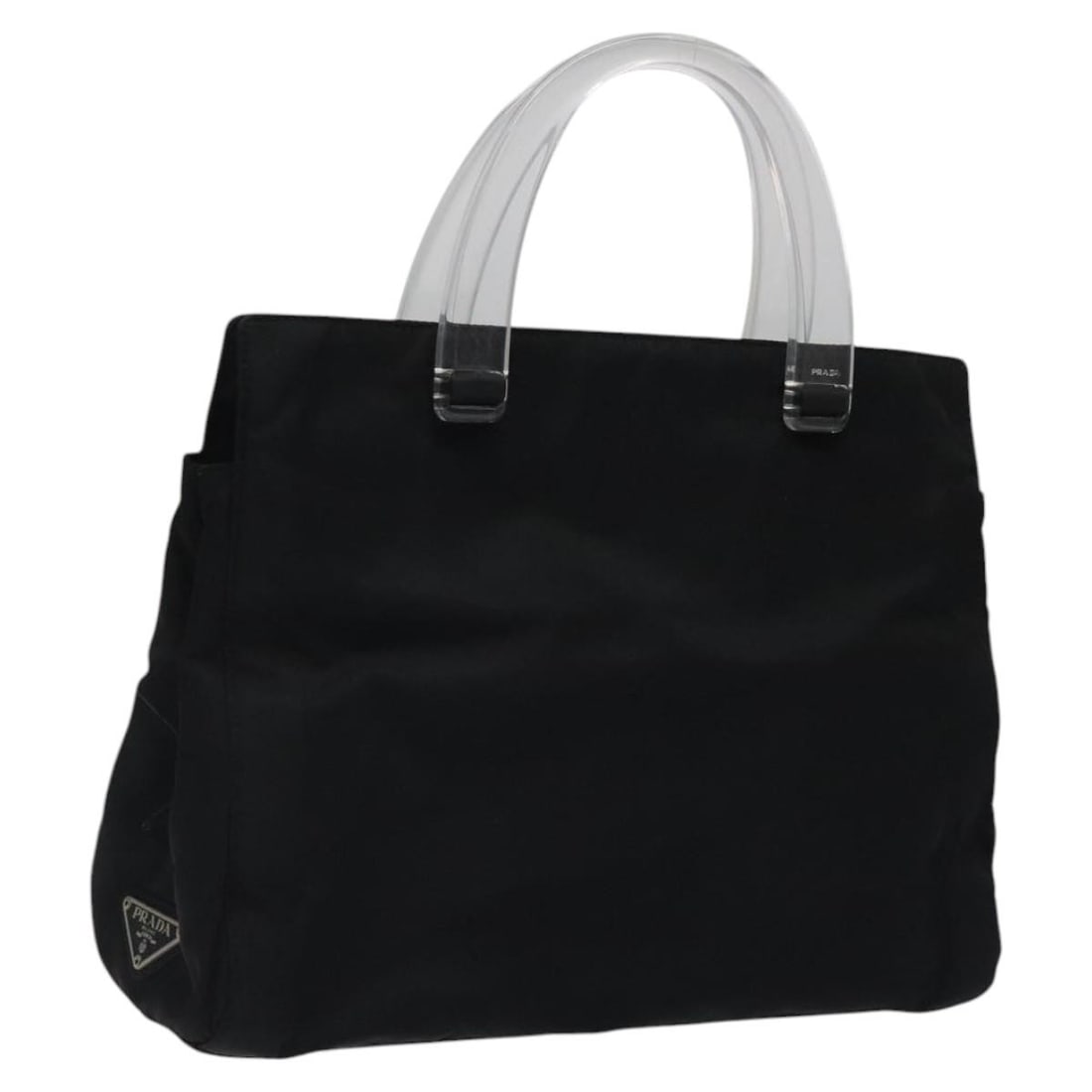 PRADA Black Silver Nylon Hand Bag Auth 119188 Made in Italy: PRADA Black Silver Nylon Hand Bag Auth 119188 Made in Italy This PRADA hand bag is a stylish accessory made from durable nylon in a sleek black and silver color scheme. It features a spacious