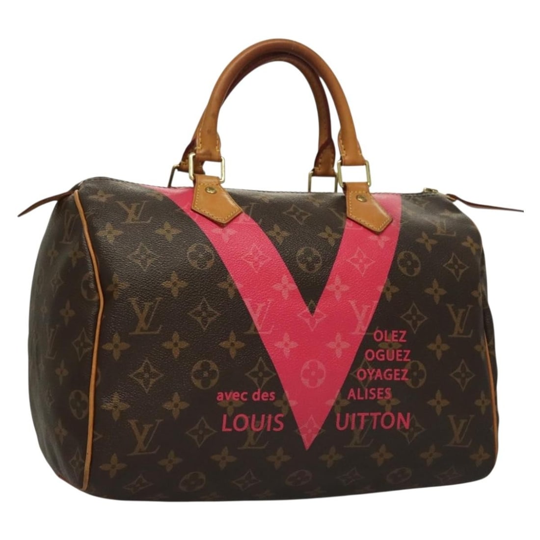 LOUIS VUITTON Monogram V Line Speedy 30 Hand Bag Pink Authenticated: LOUIS VUITTON Monogram V Line Speedy 30 Hand Bag Pink Authenticated Introducing the LOUIS VUITTON Monogram V Line Speedy 30 Hand Bag, a stylish accessory that combines luxury and practicality. Crafted