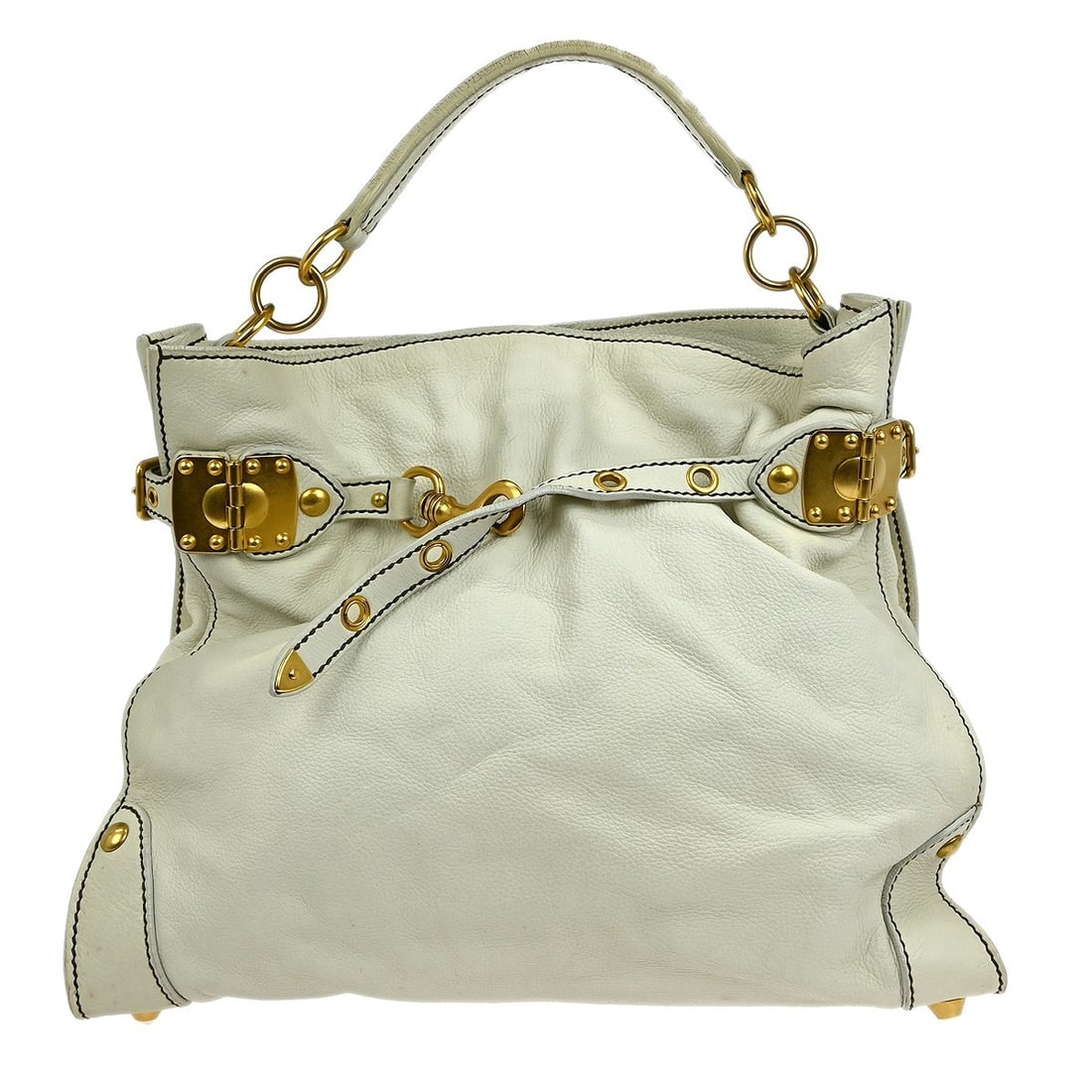 Miu Miu Off-White Lambskin Matelasse Shoulder Bag 122 NQ02589 (1 of 12)