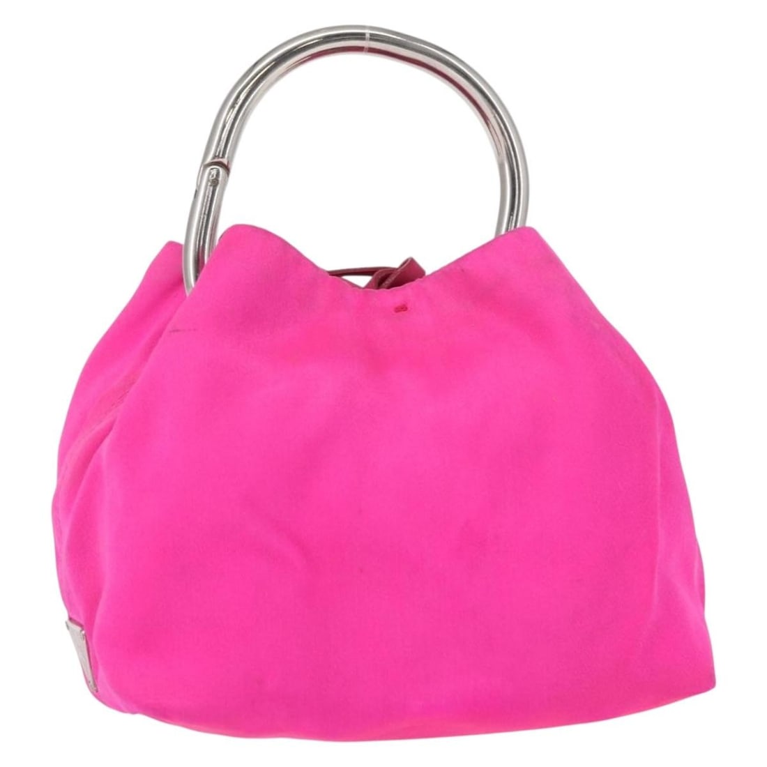 PRADA Satin Hand Bag Pink Silver Auth 153557 Italy (1 of 18)