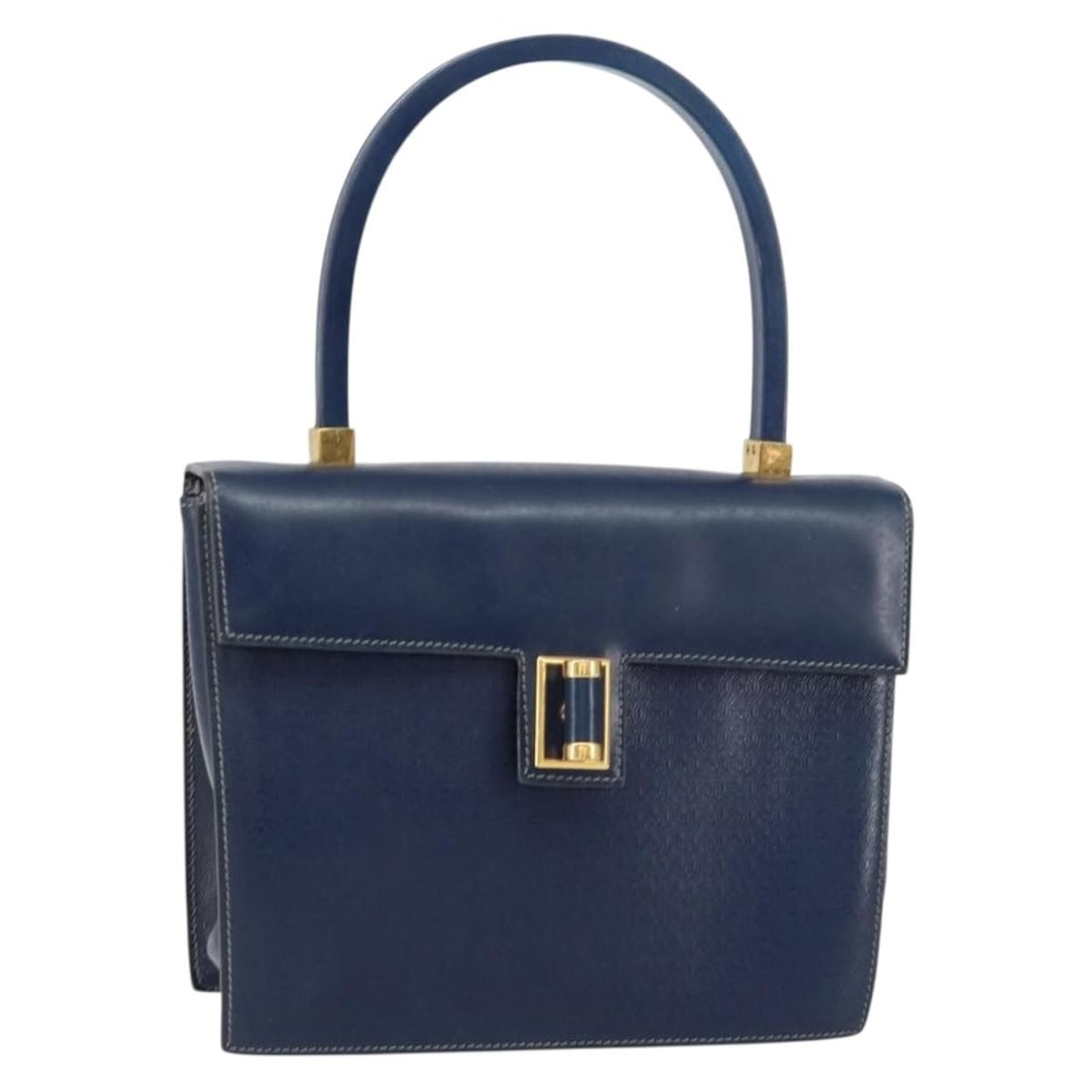 GUCCI Leather Hand Bag Navy Gold 000 46 0096 Authentic Italy (1 of 18)