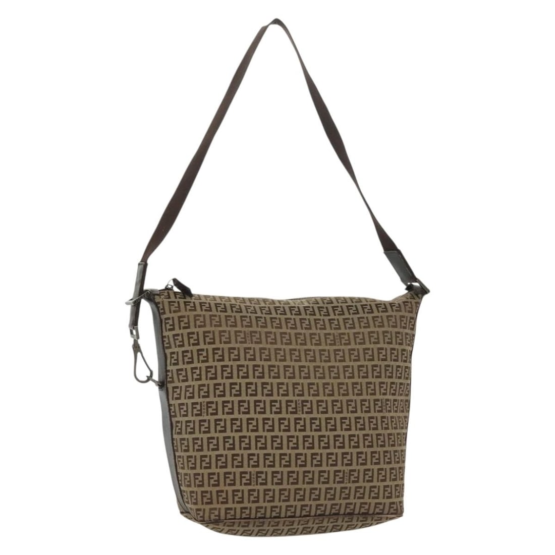 Fendi Zucchino Canvas Shoulder Bag Beige Brown Italy Auth 137627: Fendi Zucchino Canvas Shoulder Bag Beige Brown Italy Auth 137627 This authentic Fendi Zucchino Canvas Shoulder Bag showcases a classic design in a stylish beige and brown color palette. Constructed fr