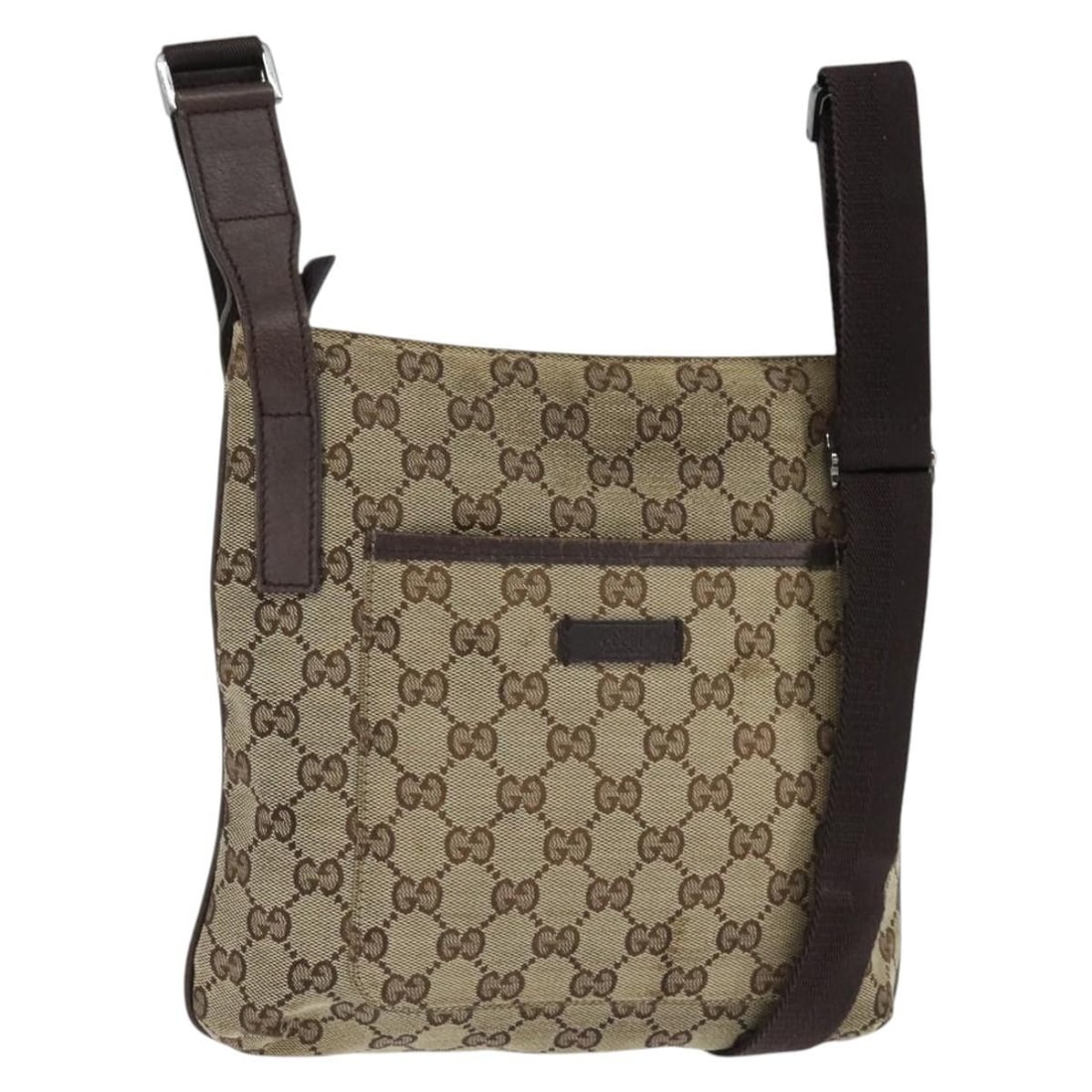 GUCCI GG Canvas Beige Silver Shoulder Bag 122793 Authentic (1 of 18)