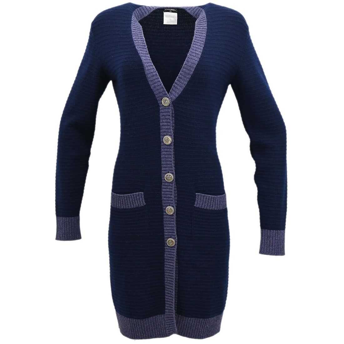 Chanel Vintage Navy Cashmere Cardigan 08A Long Sleeve (1 of 10)