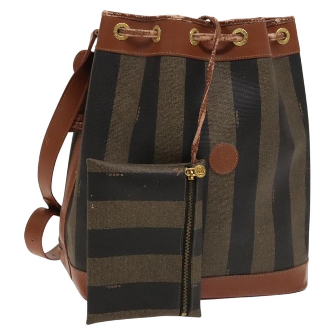 FENDI Black Brown PVC Canvas Shoulder Bag Made in Italy (1 of 18)